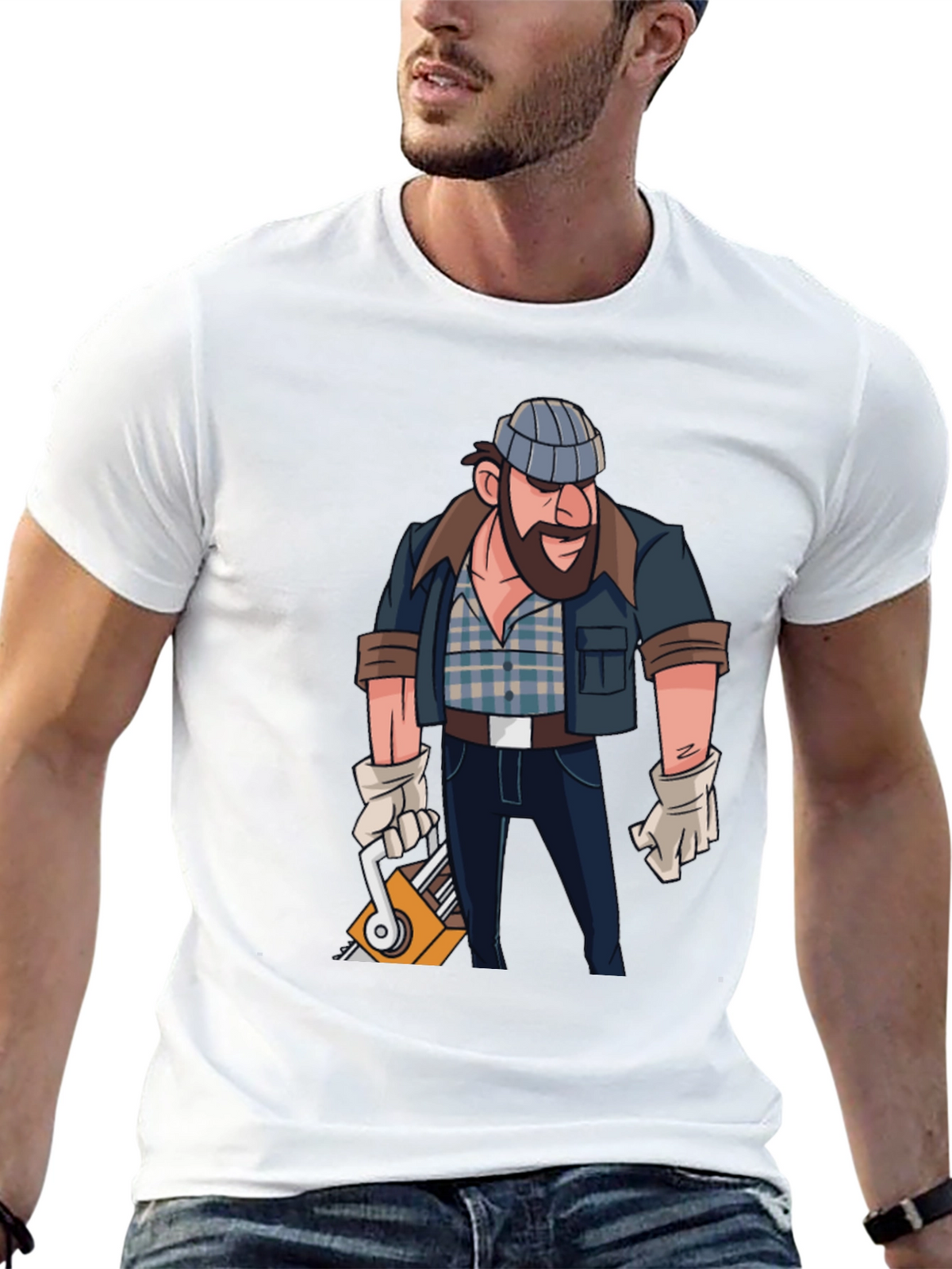 Lumberjack Cartoon Graphic T-Shirt