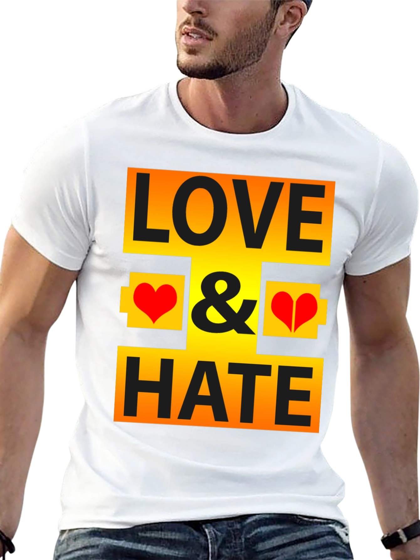 Love & Hate Graphic Print Black T-Shirt