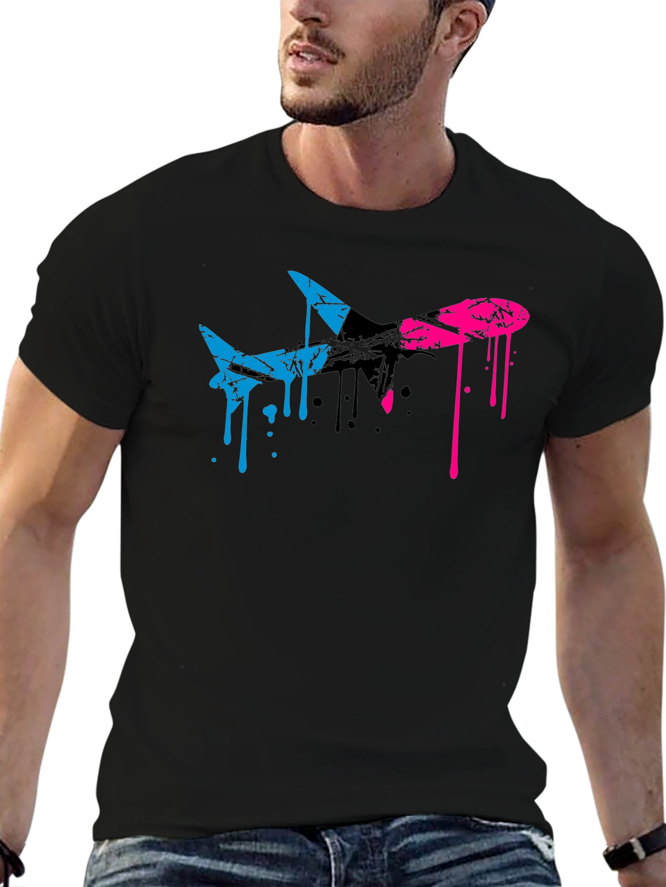 Abstract Airplane Graphic Tee - Black