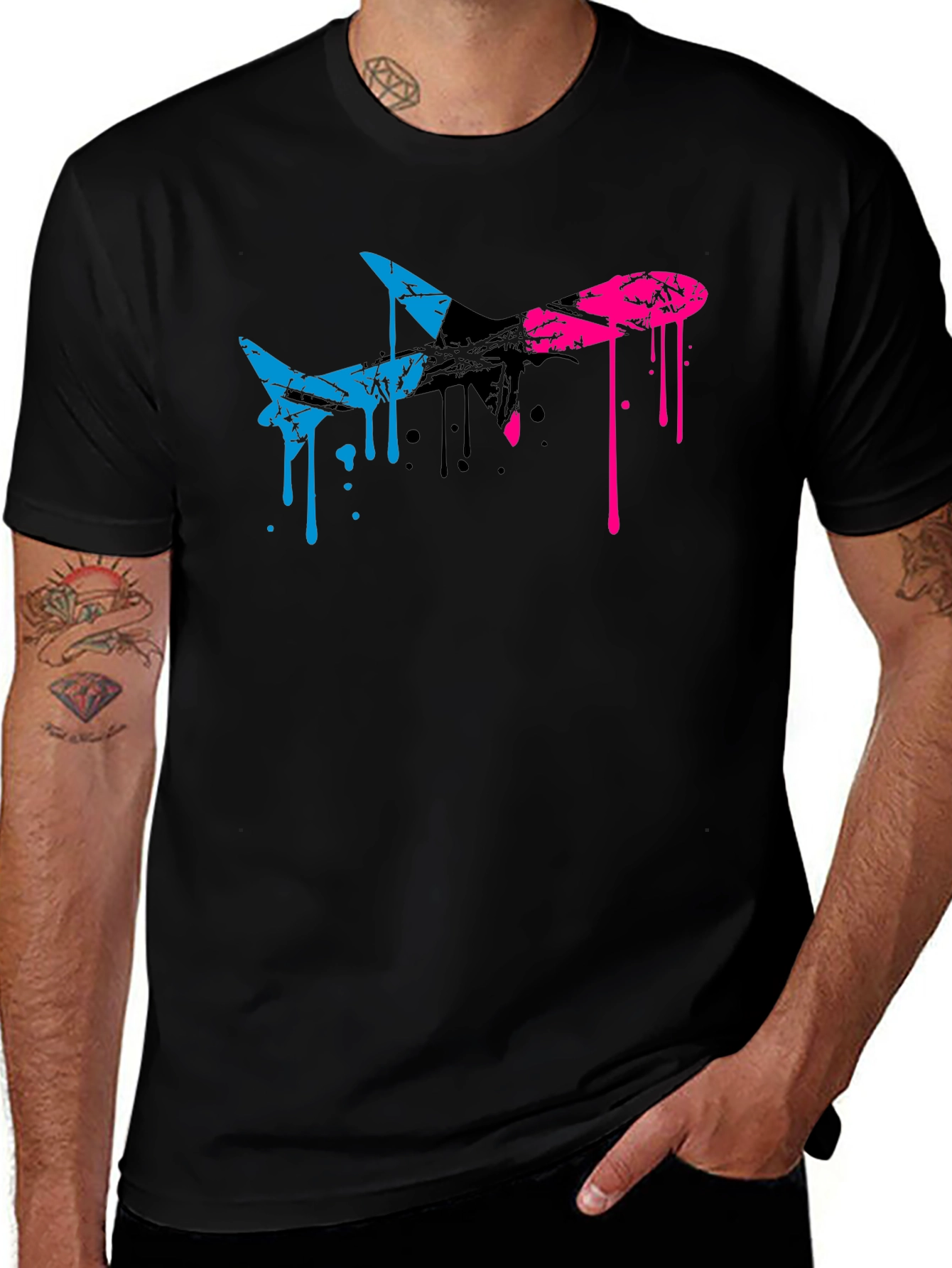 Abstract Airplane Graphic Tee - Black