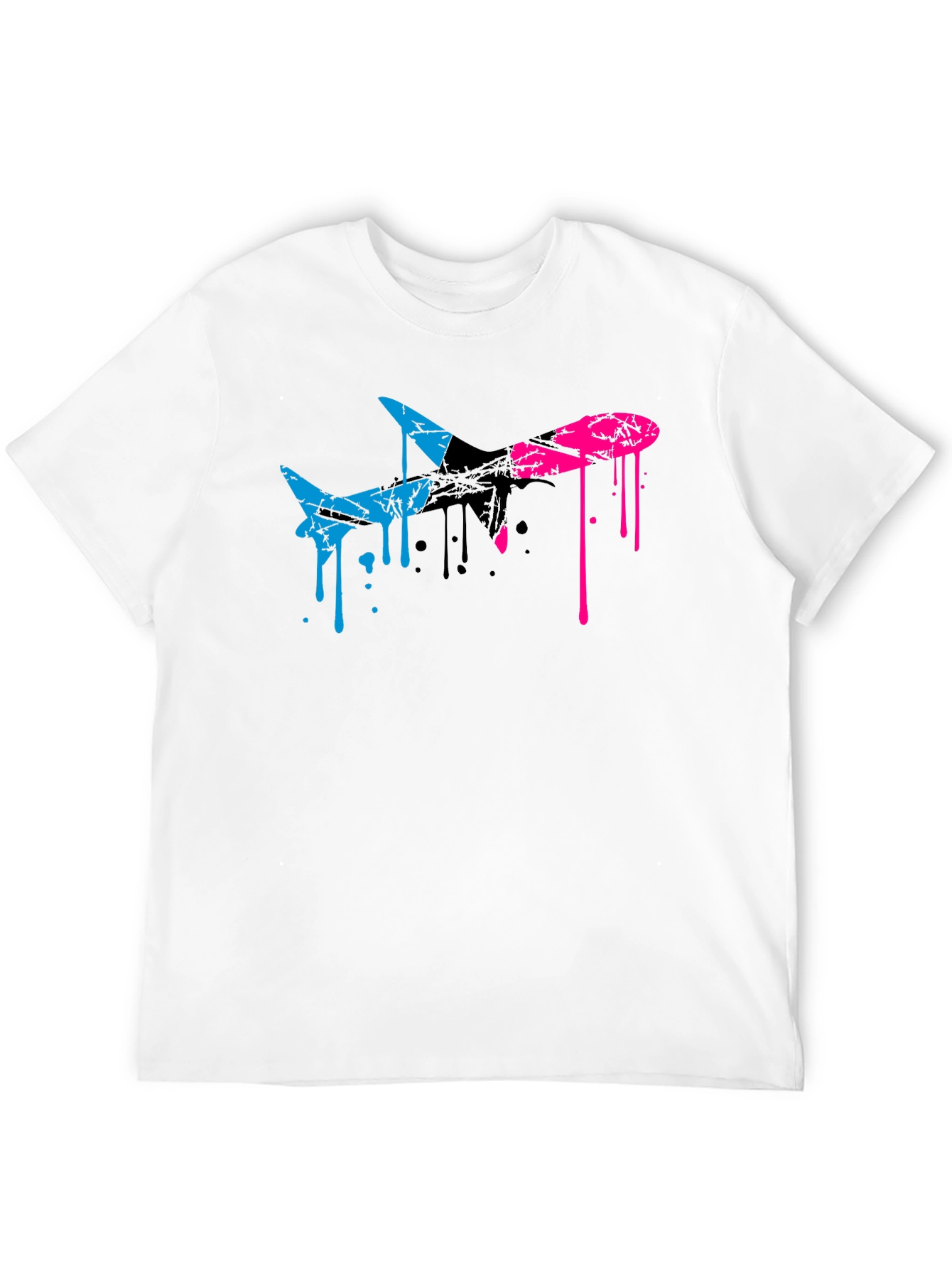 Abstract Airplane Graphic Tee - Black