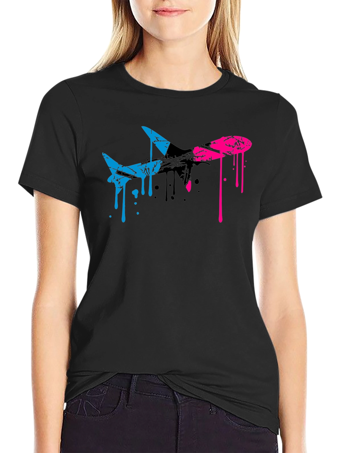 Abstract Airplane Graphic Tee - Black