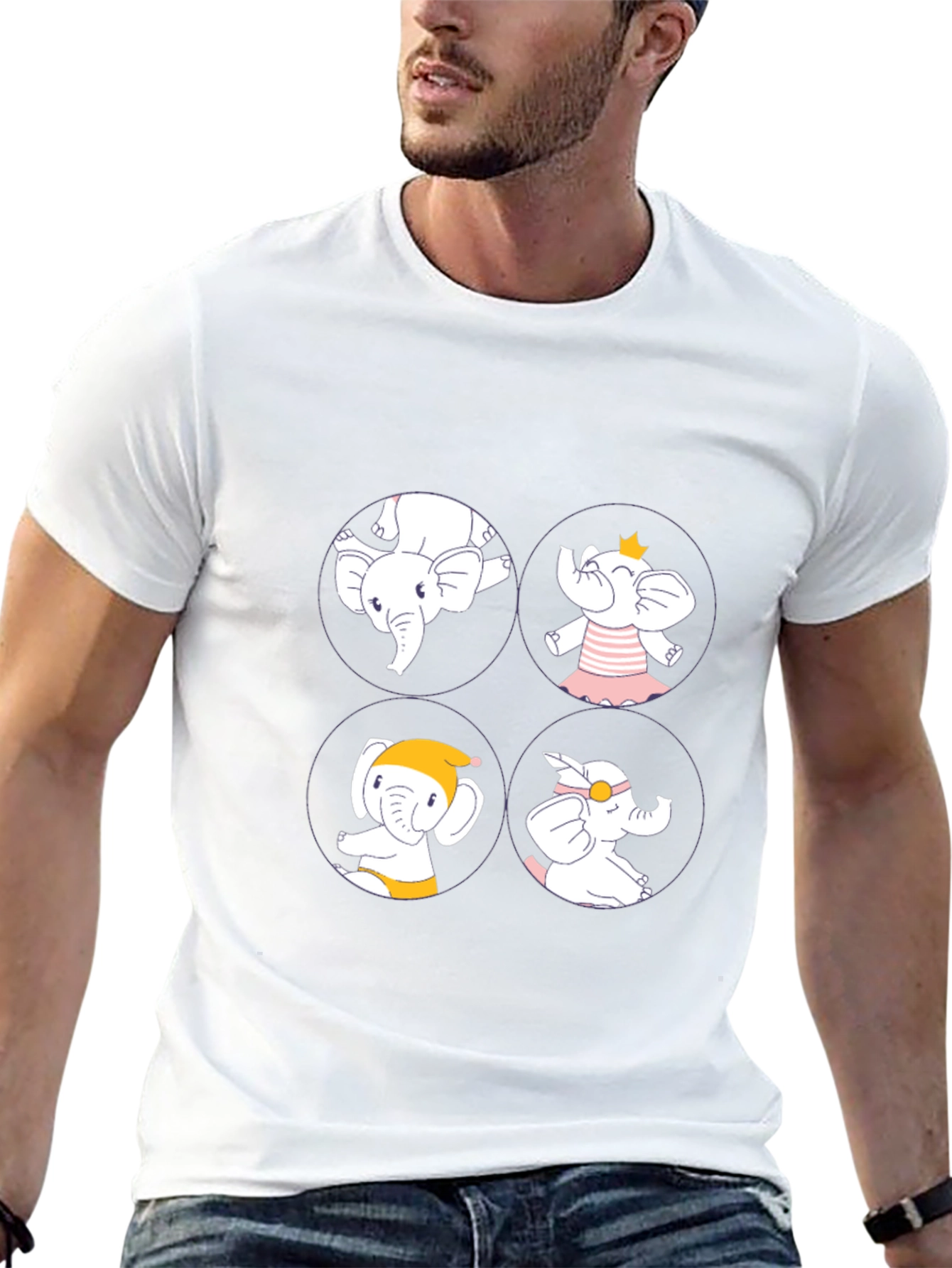 Elephant Cartoon T-Shirt Cute Design