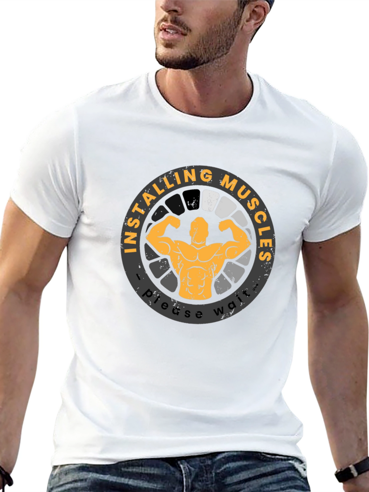 Installing Muscles T-Shirt Funny Gym Workout Shirt