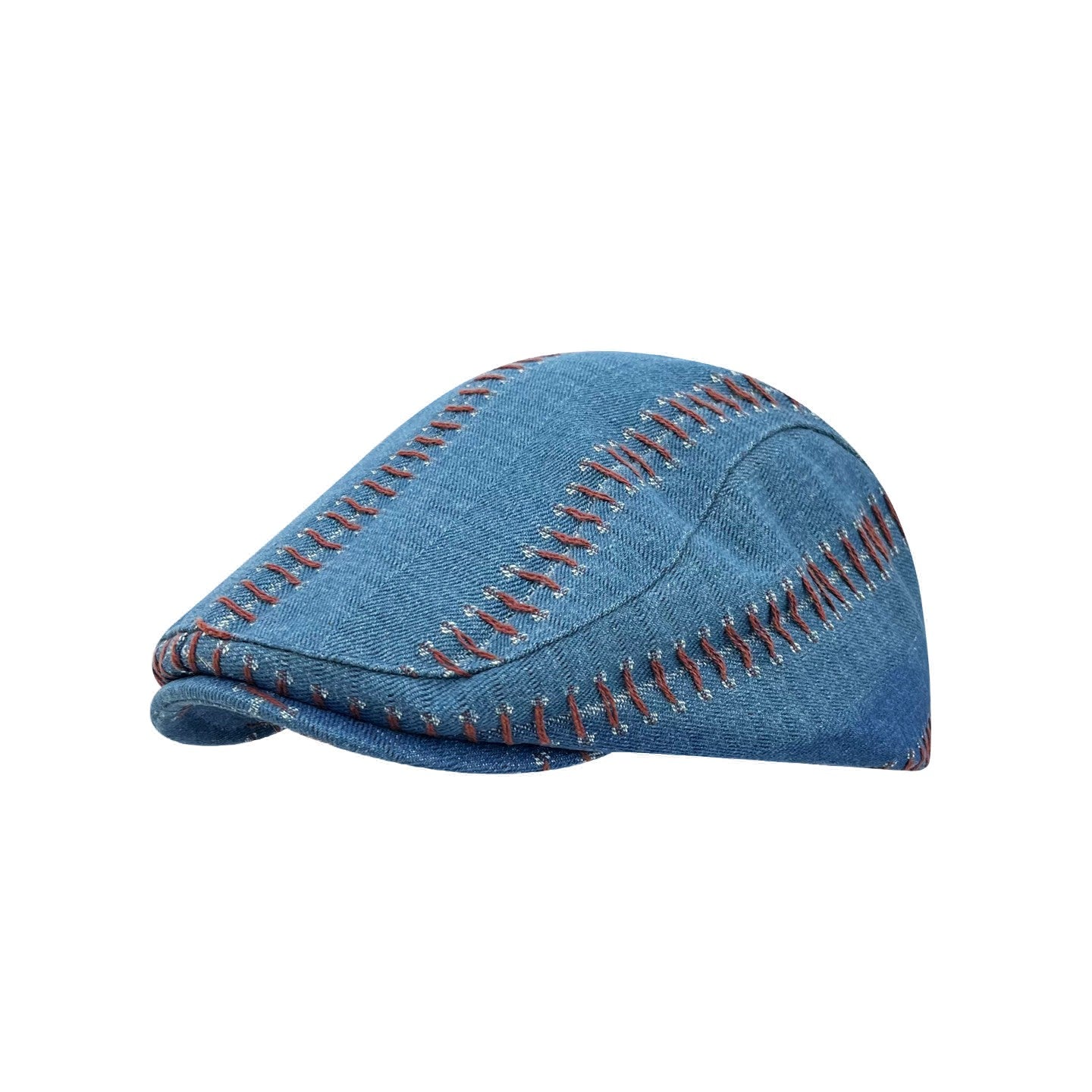 Denim Stitched Flat Cap Beret for Men and Women