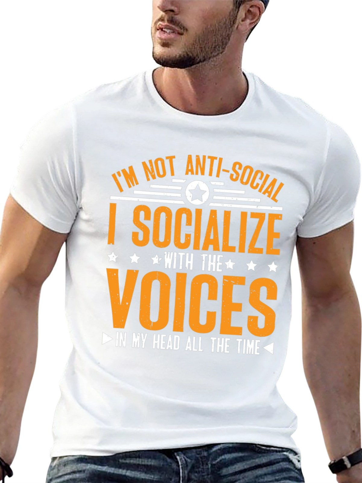 Anti-Social Voices Humor Graphic Tee