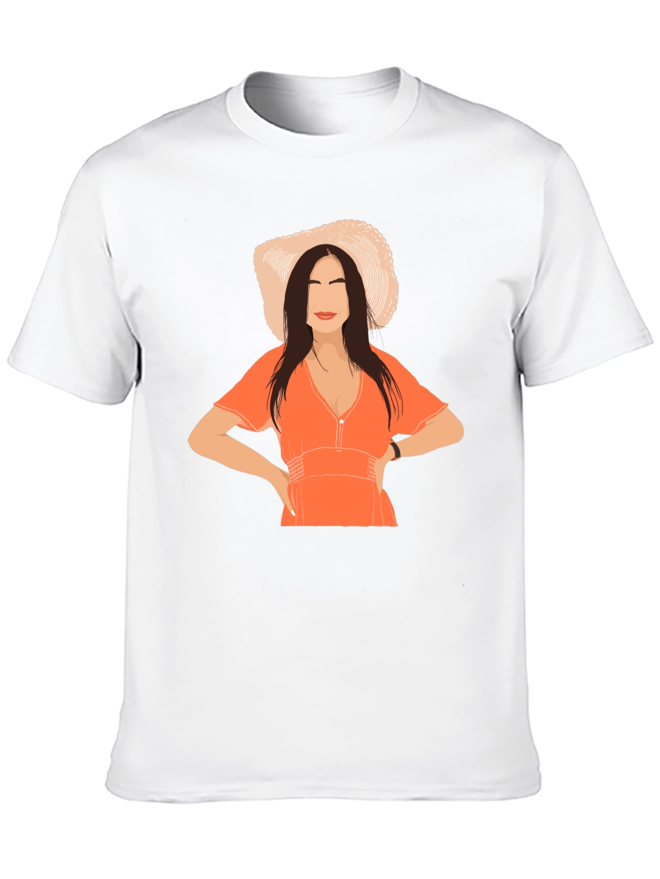 Woman in Hat Graphic T-Shirt