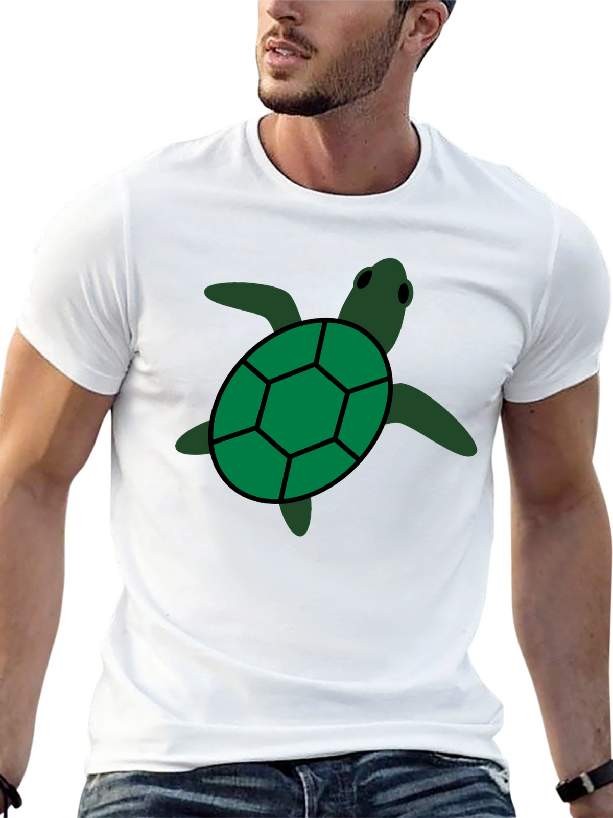 Green Sea Turtle Graphic Tee - Black Casual Shirt