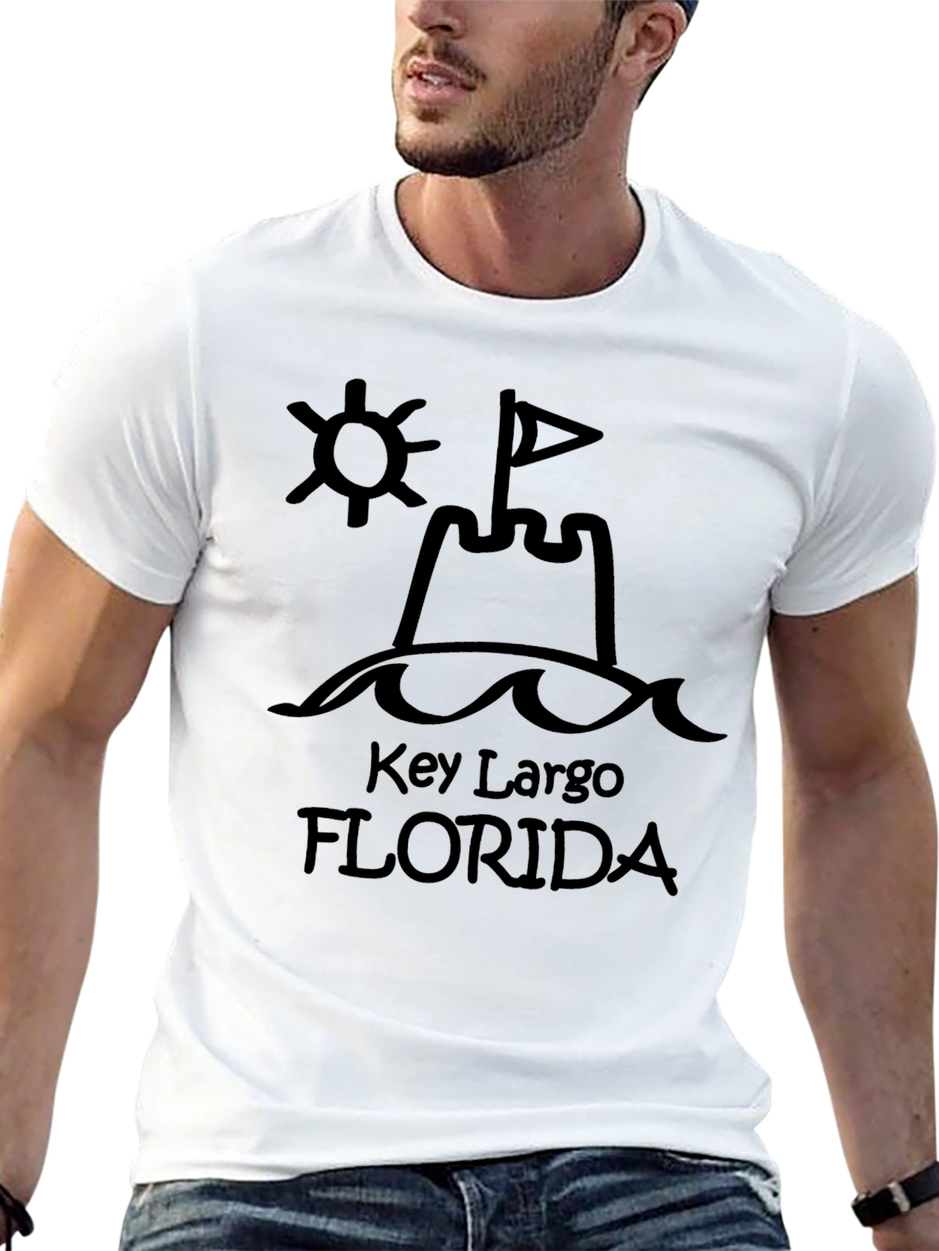 Key Largo Florida Sandcastle Black T-Shirt