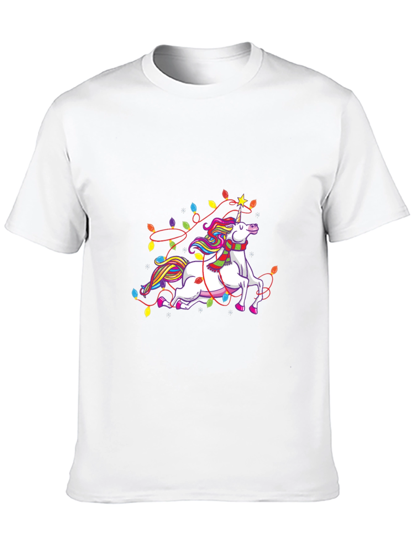 Unicorn Christmas Lights Black Tee