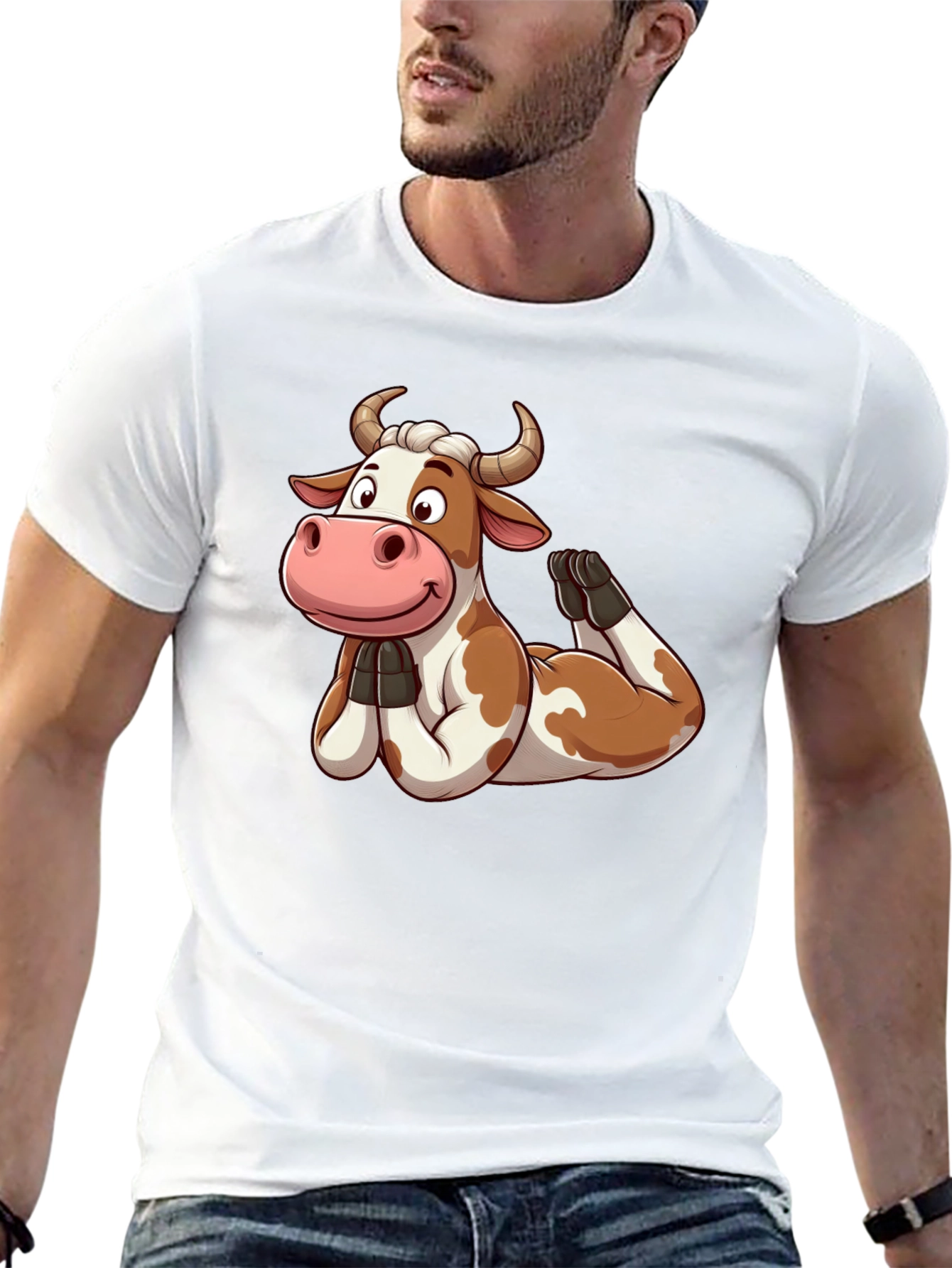 Funny Cow Yoga Pose Graphic T-Shirt