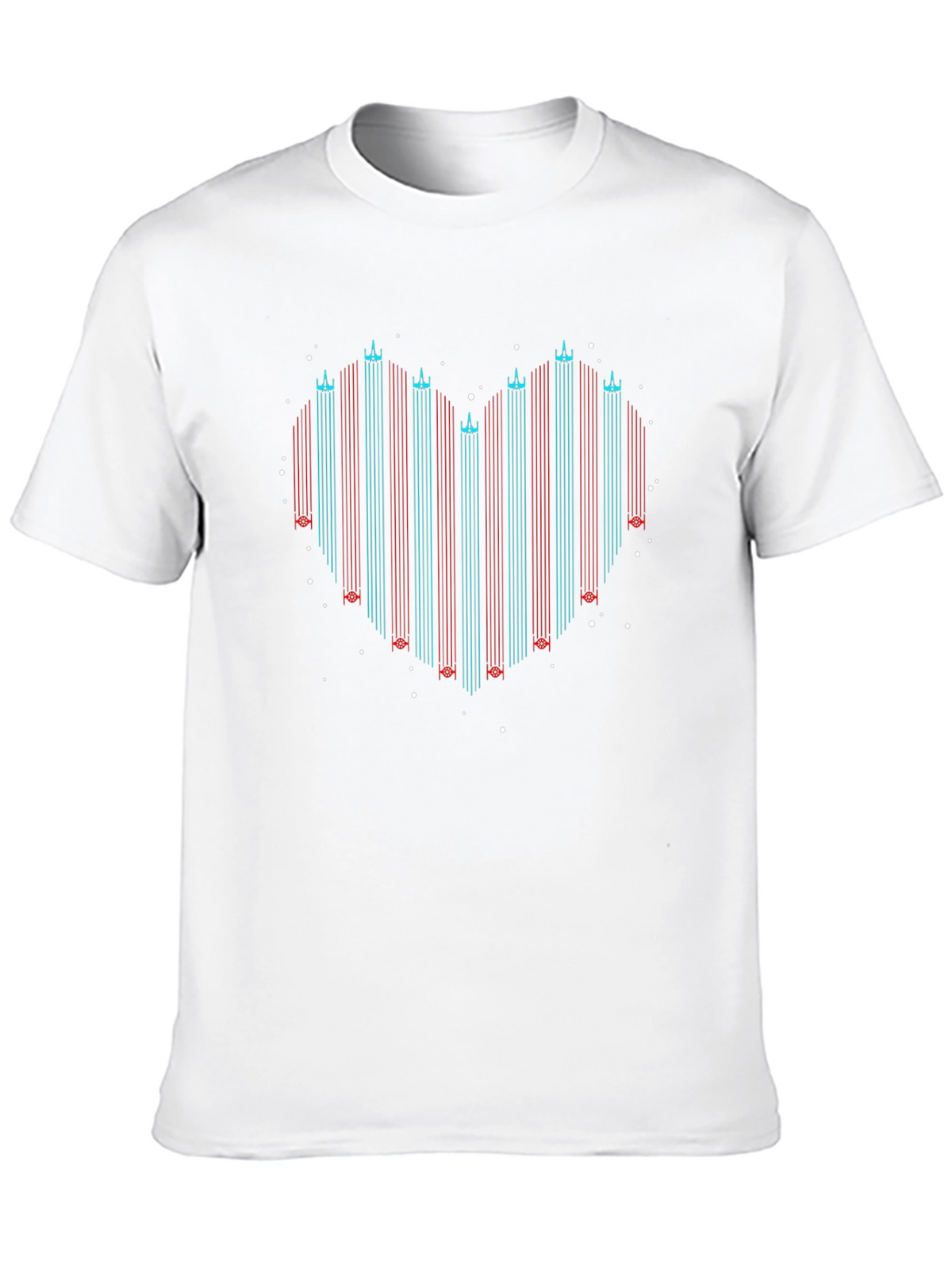 Retro Heart Rocket Ships T-Shirt - Black