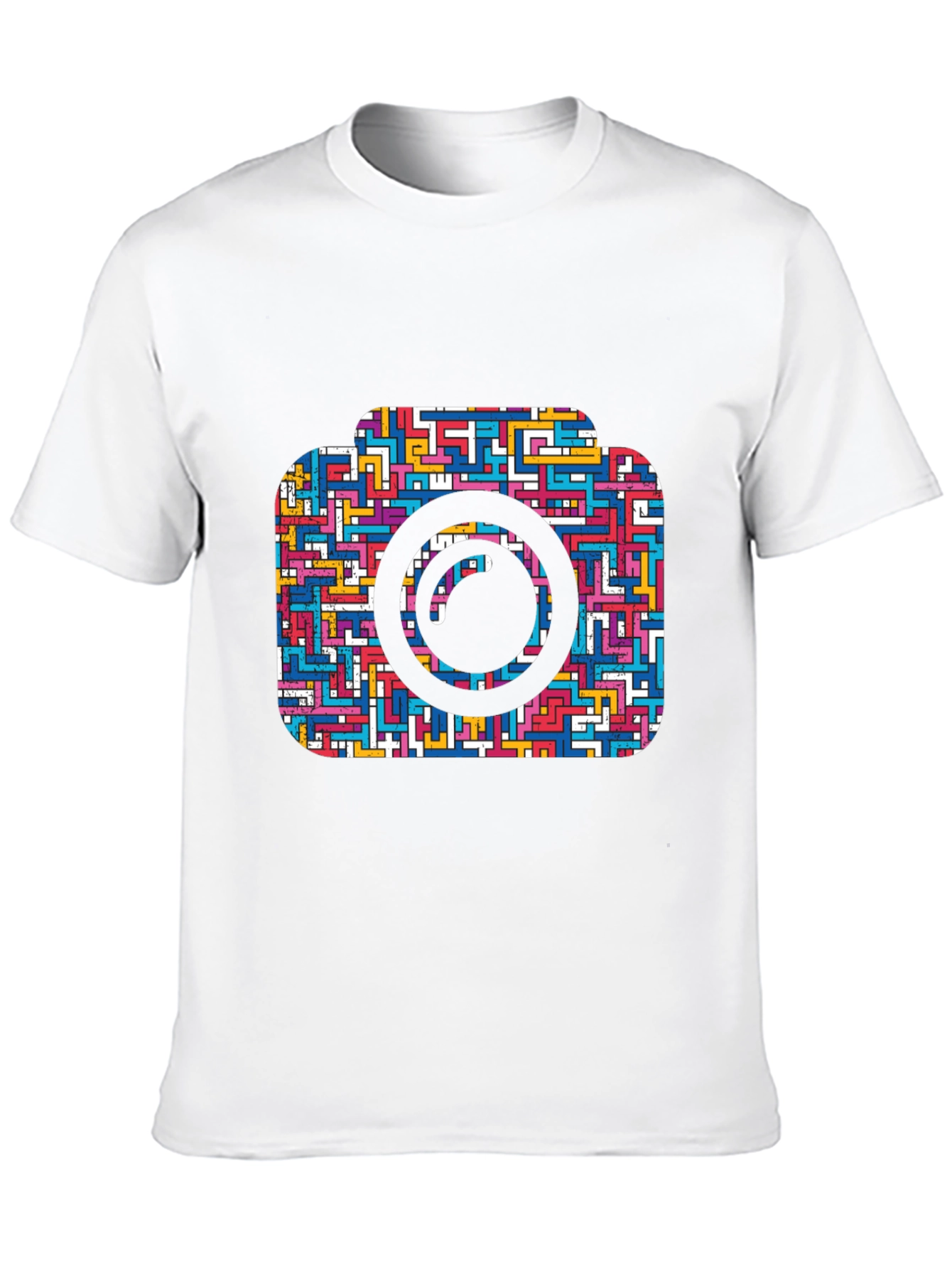 Camera Maze T-Shirt - Geometric Puzzle Design