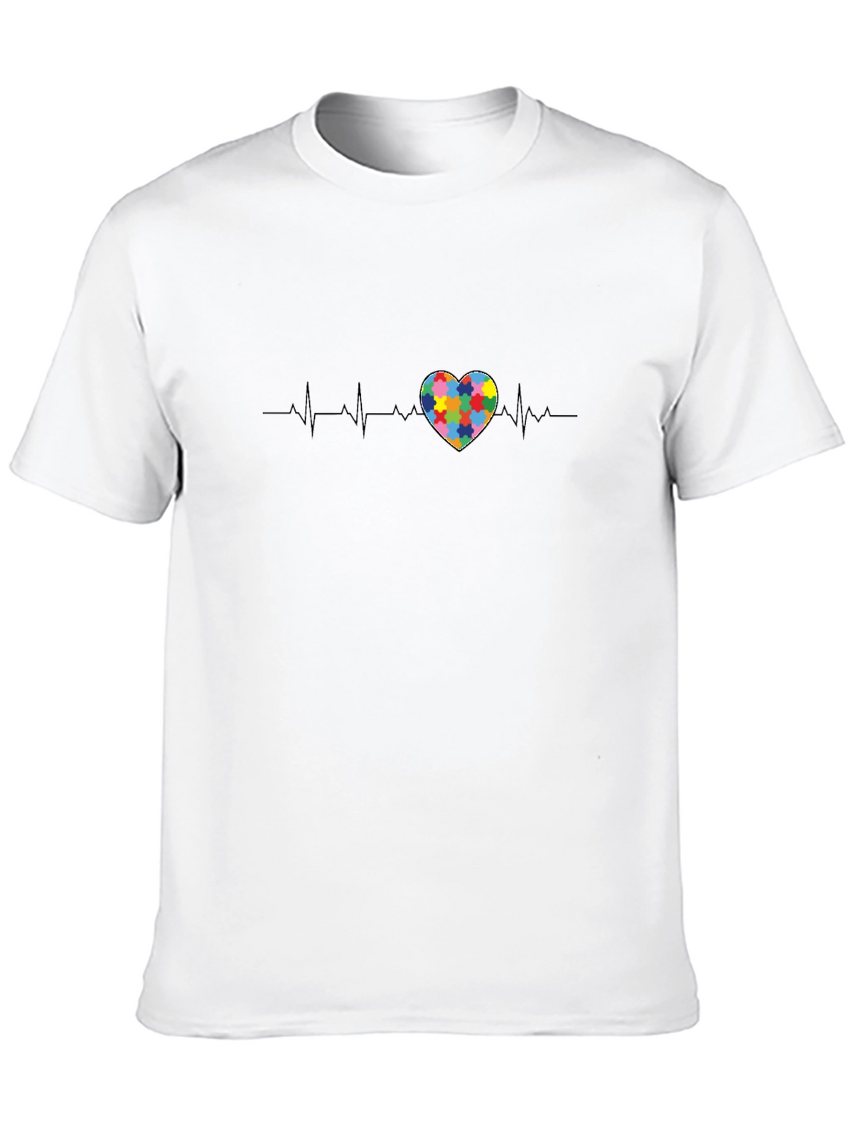 Autism Awareness Heartbeat Puzzle Piece T-Shirt