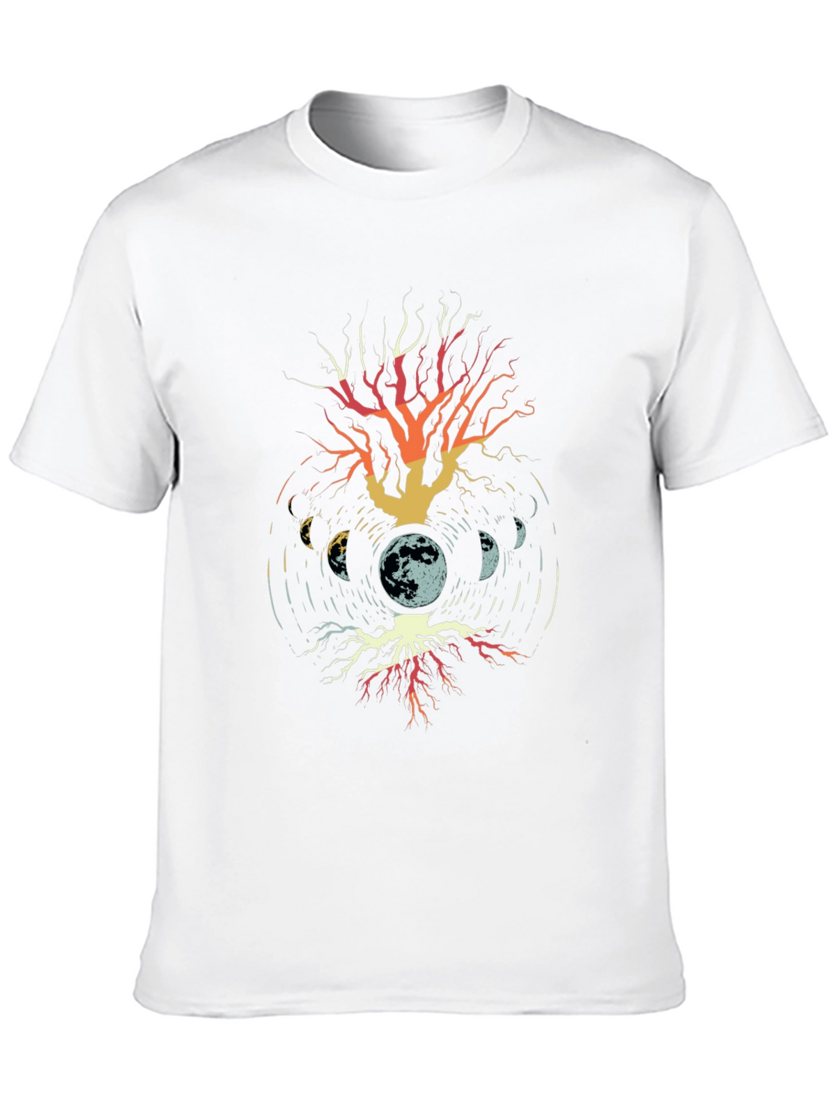 Moon Phases Tree Graphic T-Shirt - Black