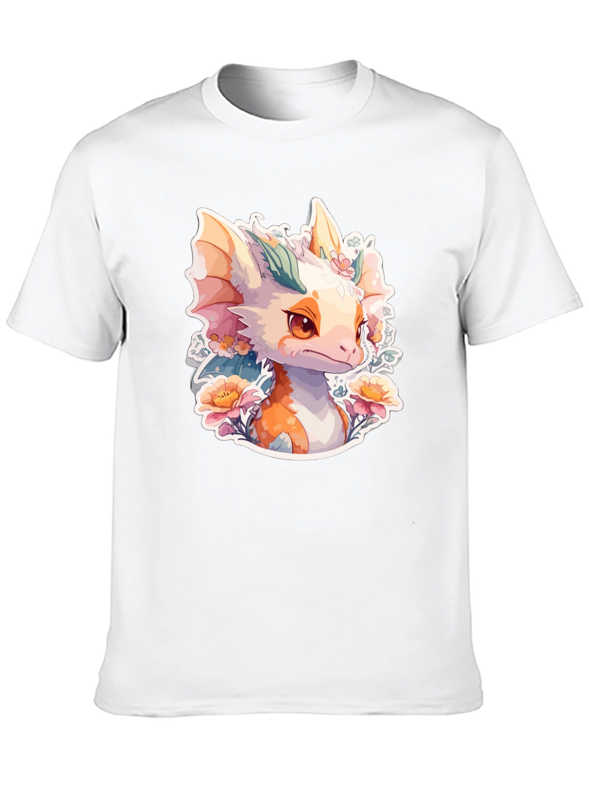 Dragon Floral T-Shirt: Cute Fantasy Creature Tee