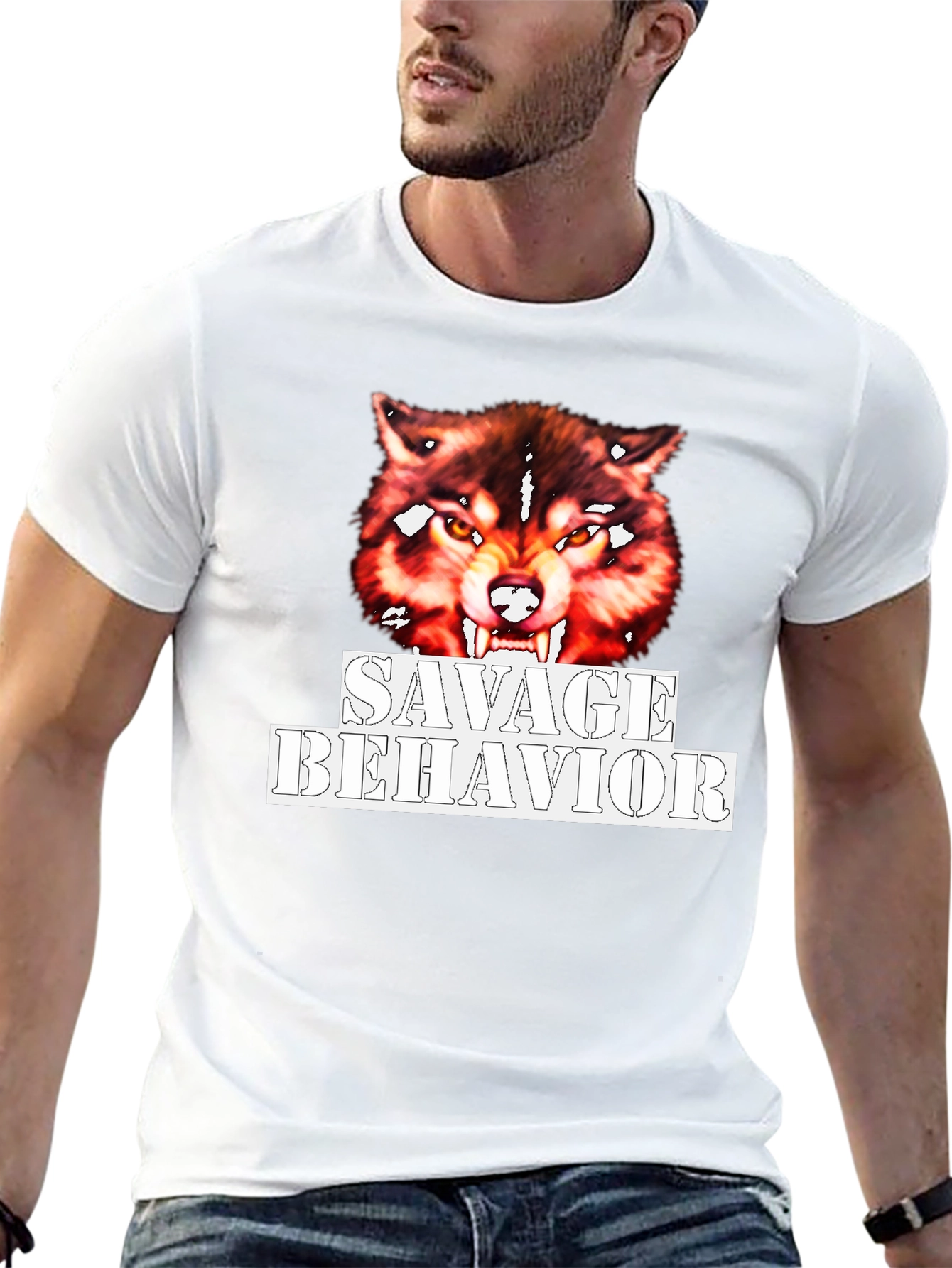 Savage Behavior Wolf Graphic Black T-Shirt