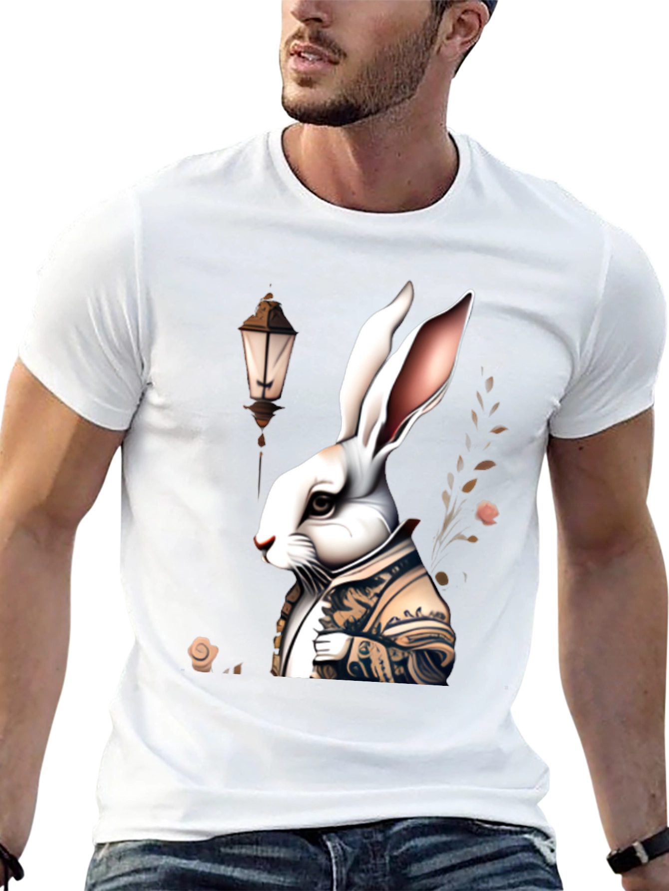 Whimsical Rabbit Graphic Tee - Unique Print