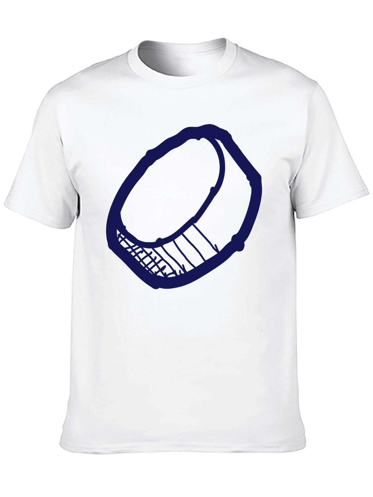 Mens Black T-Shirt with Blue Hockey Puck Design