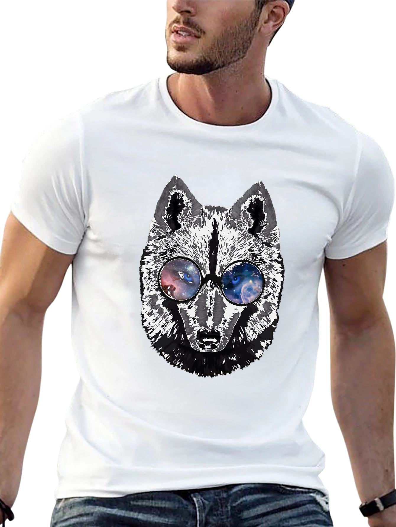 Wolf Graphic Tee - Galaxy Glasses