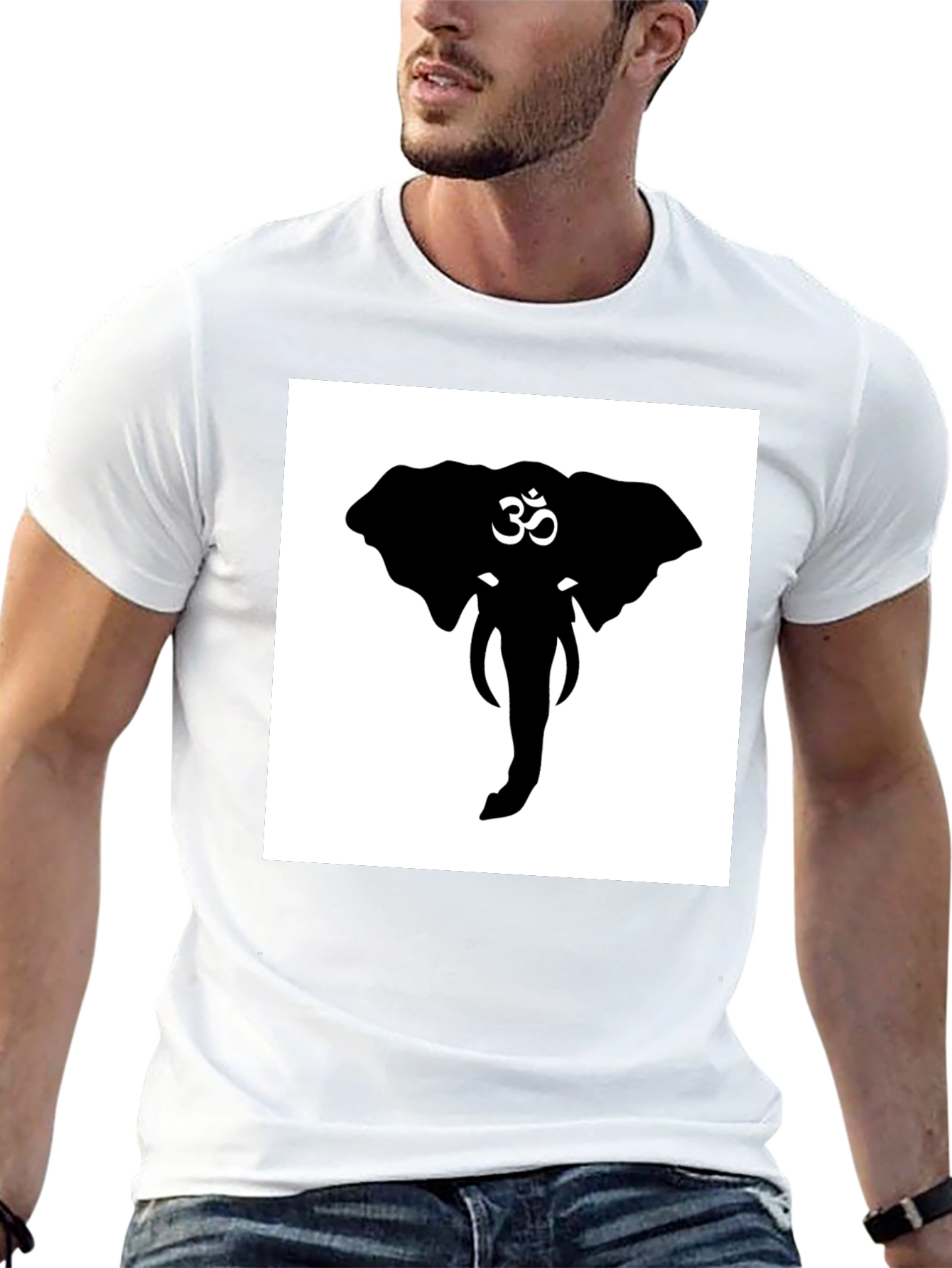 Elephant Om Symbol Graphic Tee - Black Cotton T-Shirt
