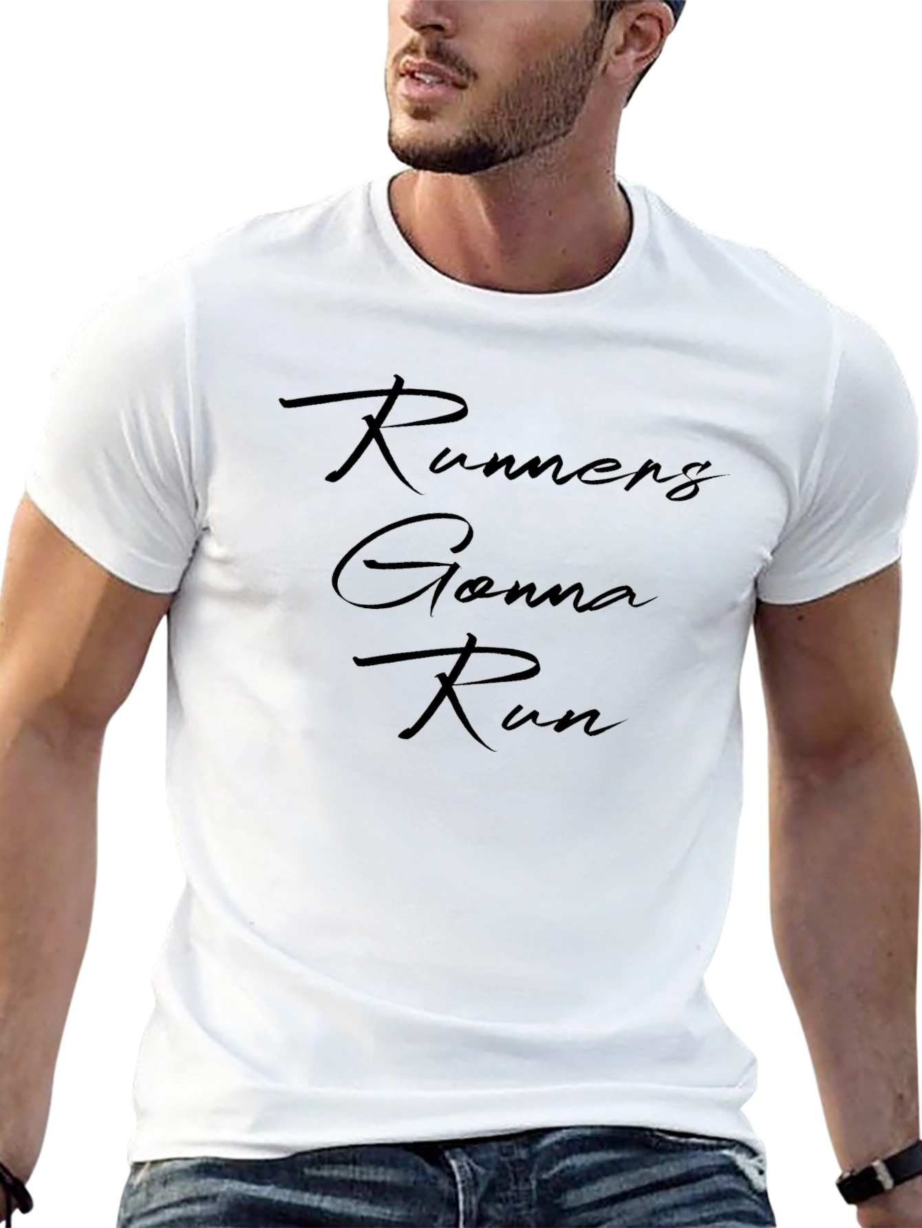 Runners Gonna Run Black Cotton Graphic Tee