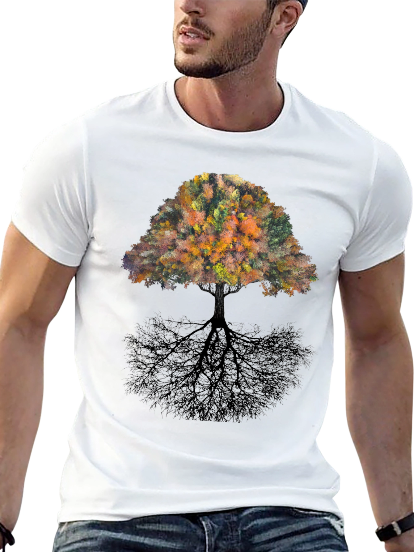 Nature Tree Graphic Black T-Shirt
