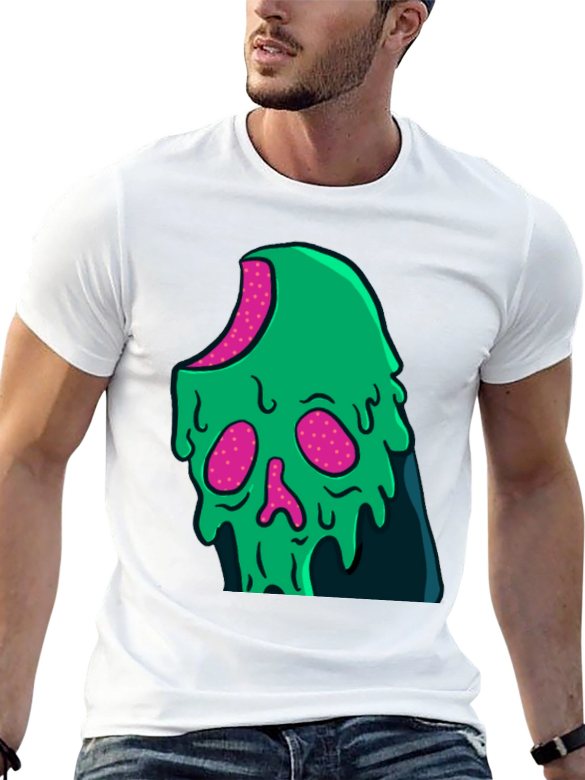Green Slime Skull Graphic Tee - Cool Casual Style