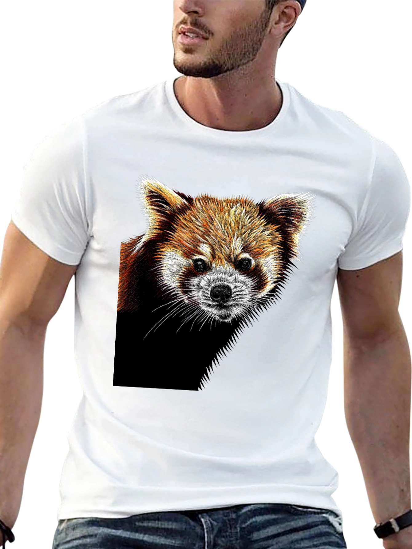 Red Panda Graphic Tee - Black Cotton T-Shirt