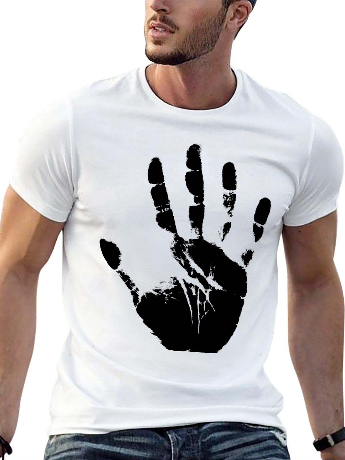Black Handprint Graphic T-Shirt