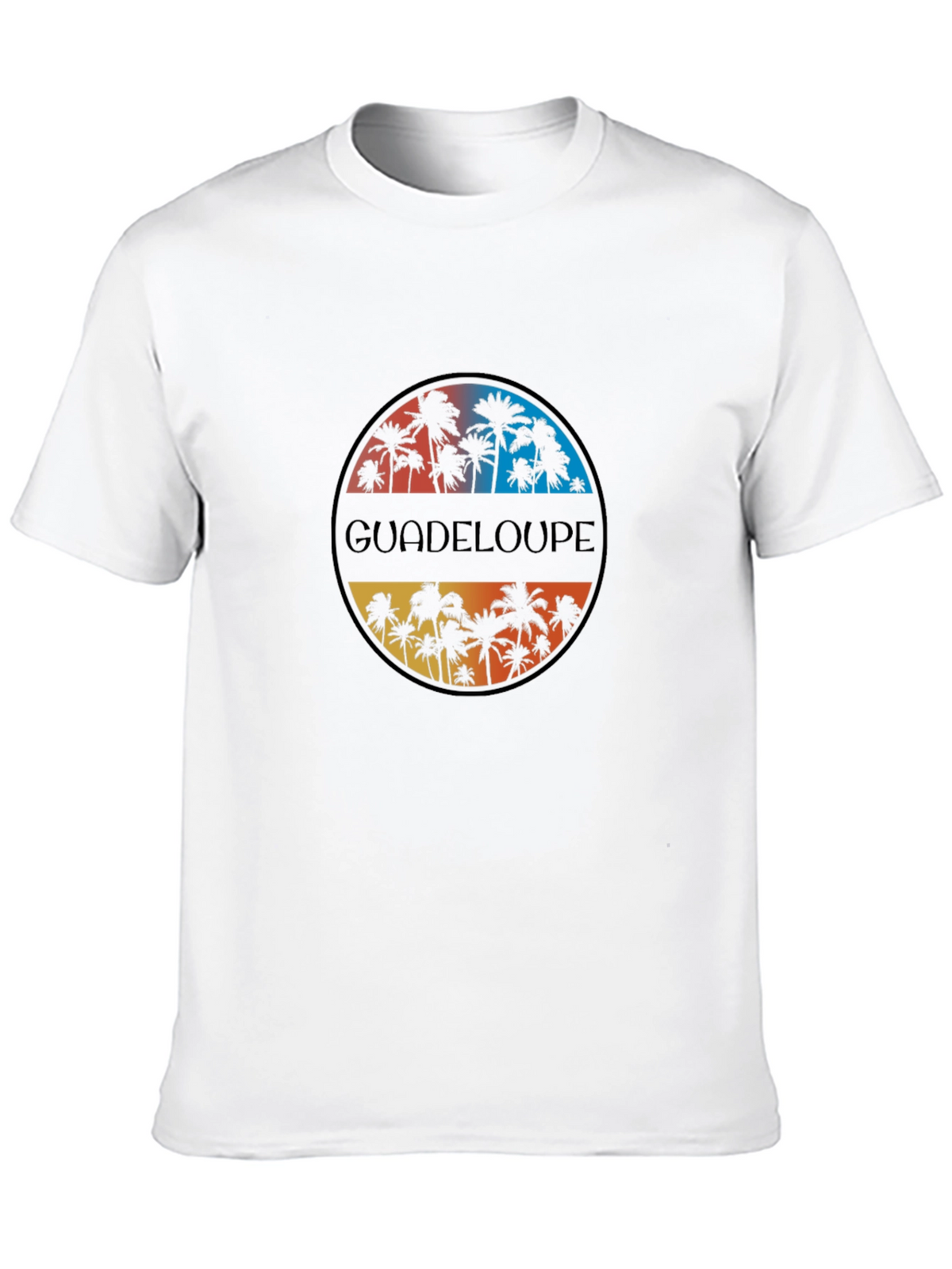 Guadeloupe Palm Tree Graphic Black T-Shirt