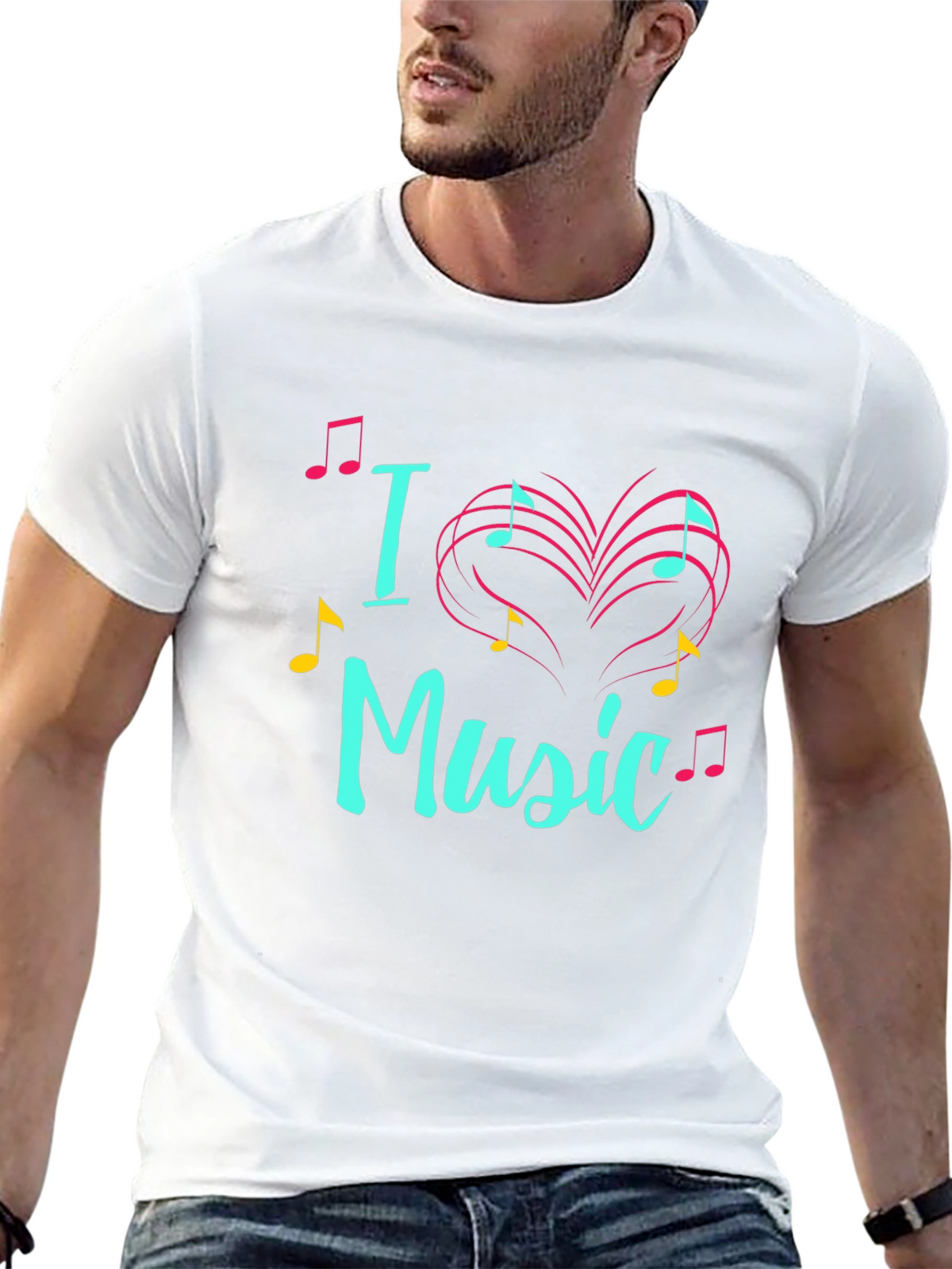 I Love Music T-Shirt Musical Heart Design
