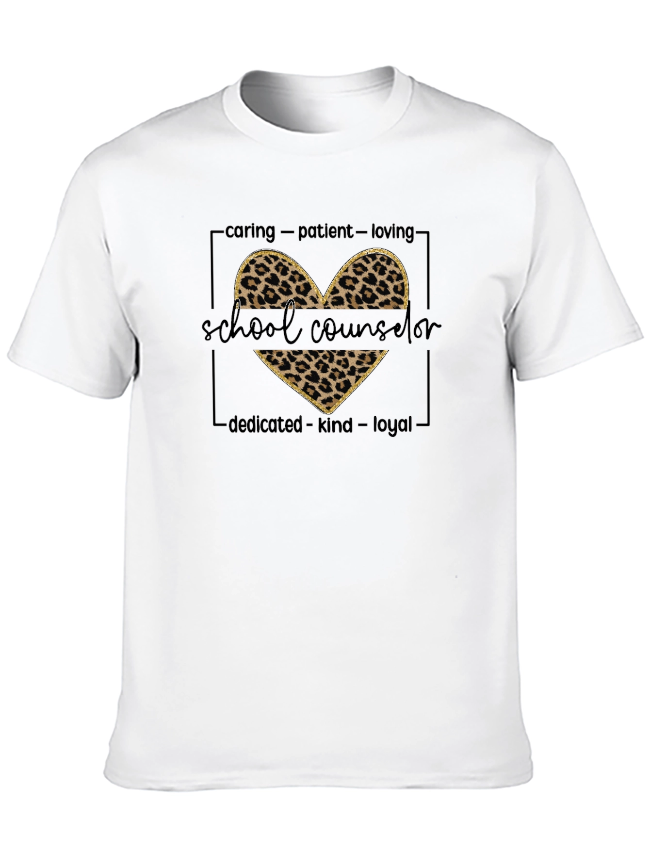 School Counselor Leopard Heart T-Shirt