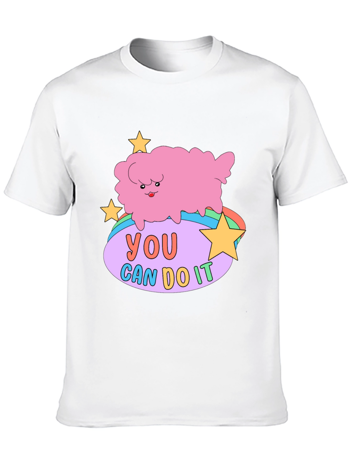 Motivating Cartoon Cloud Black T-Shirt