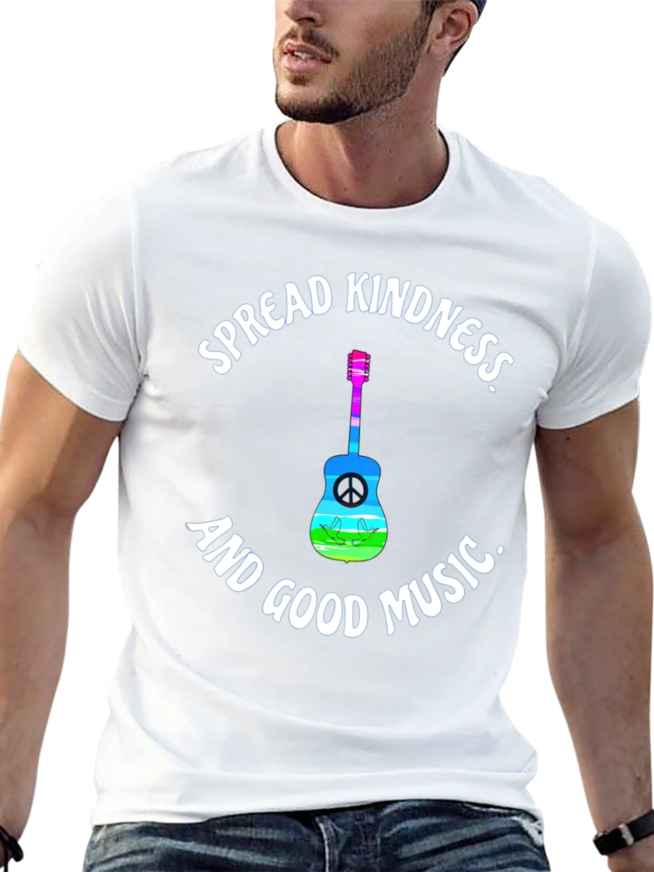 Spread Kindness Music Tee - Black Cotton T-Shirt