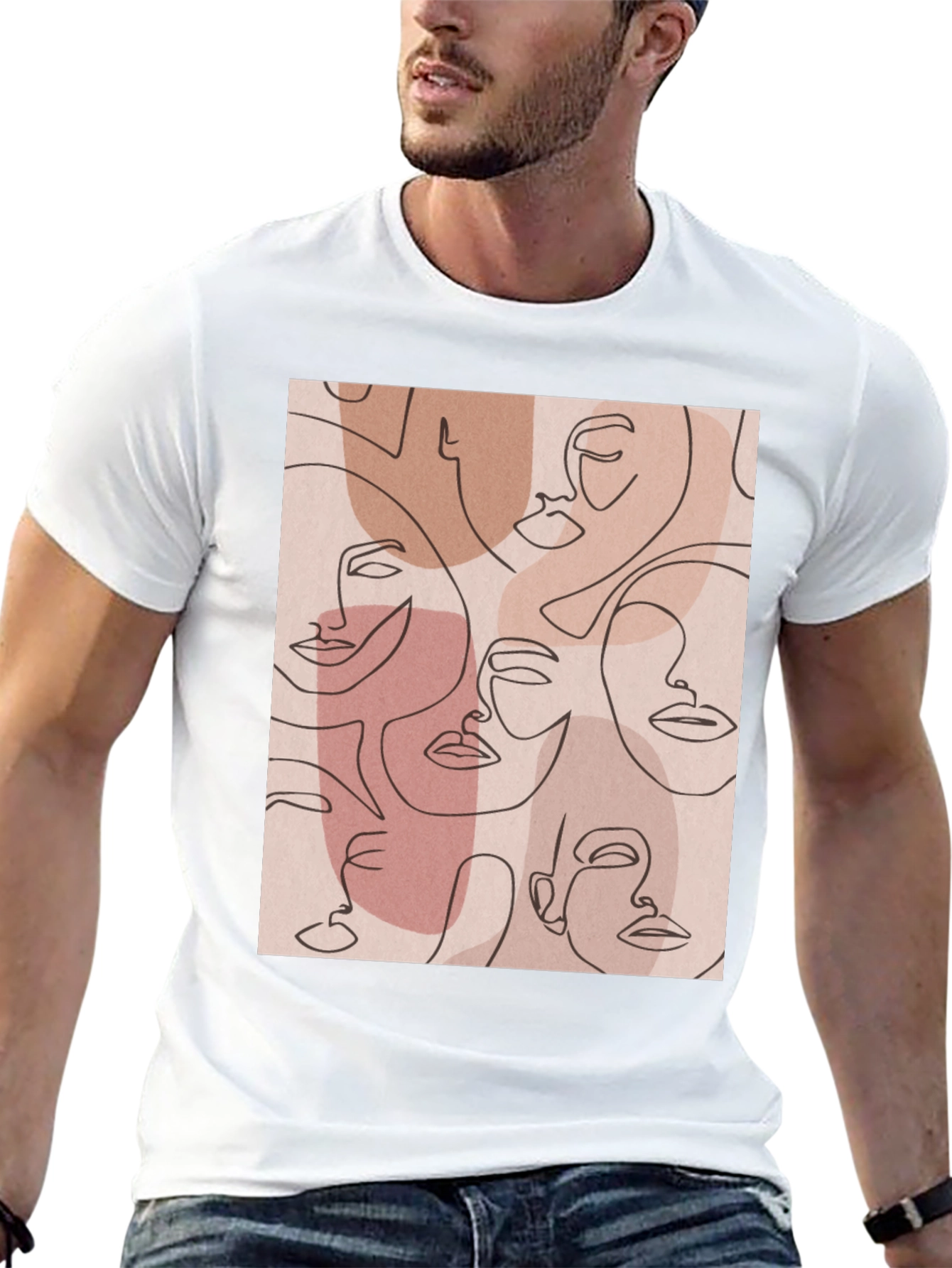 Abstract Faces Graphic Tee - Modern Art Shirt