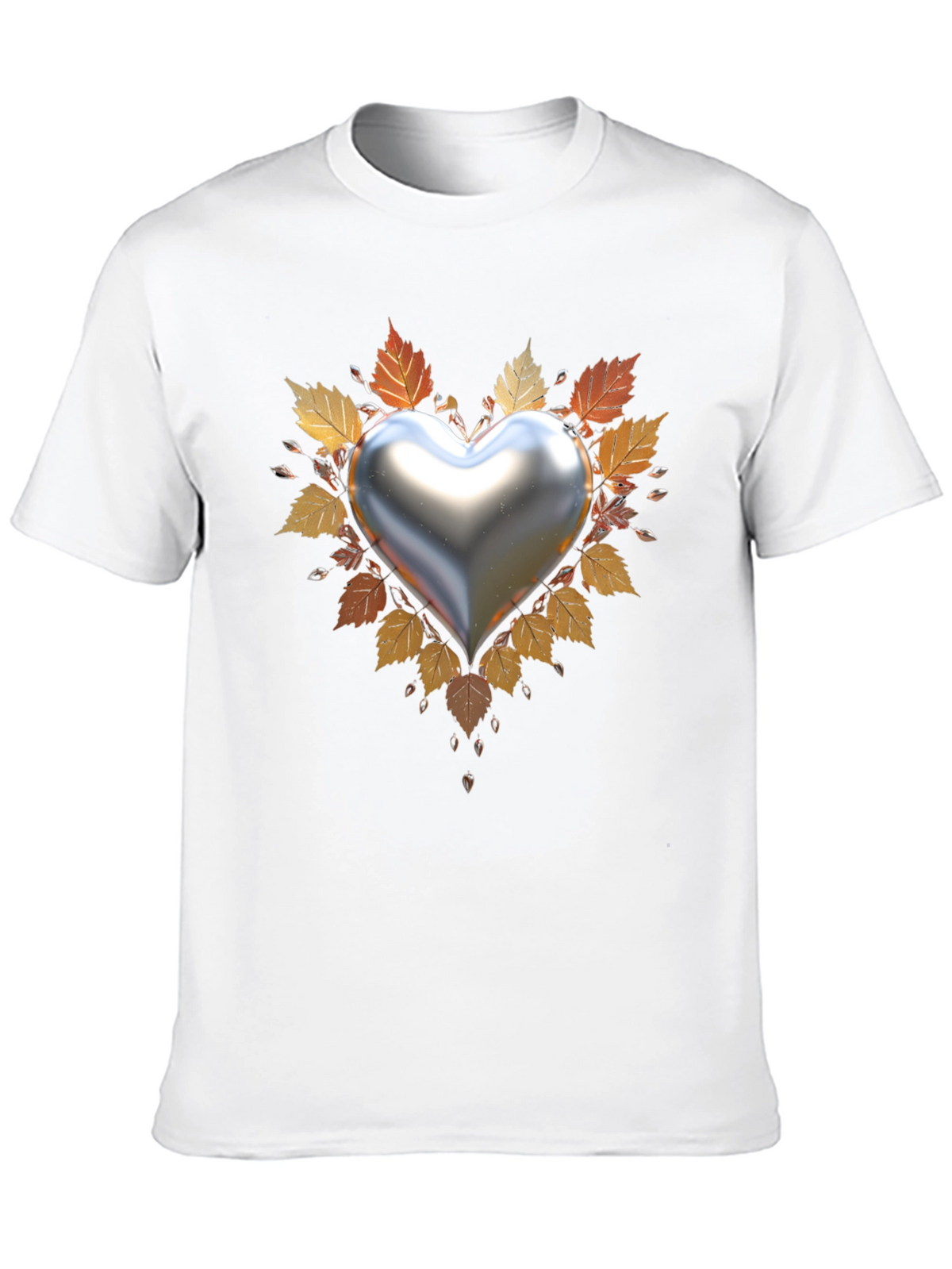 Heart & Autumn Leaves Graphic T-Shirt