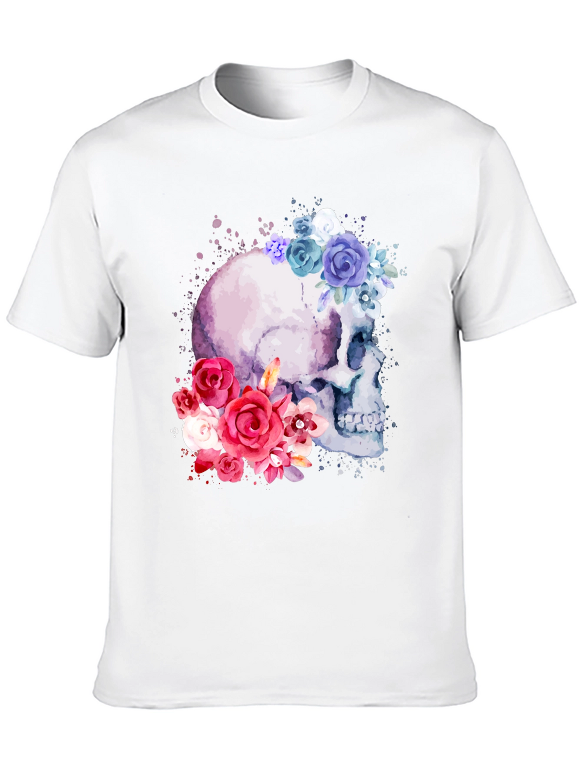 Floral Skull Graphic Tee - Mens Black T-Shirt