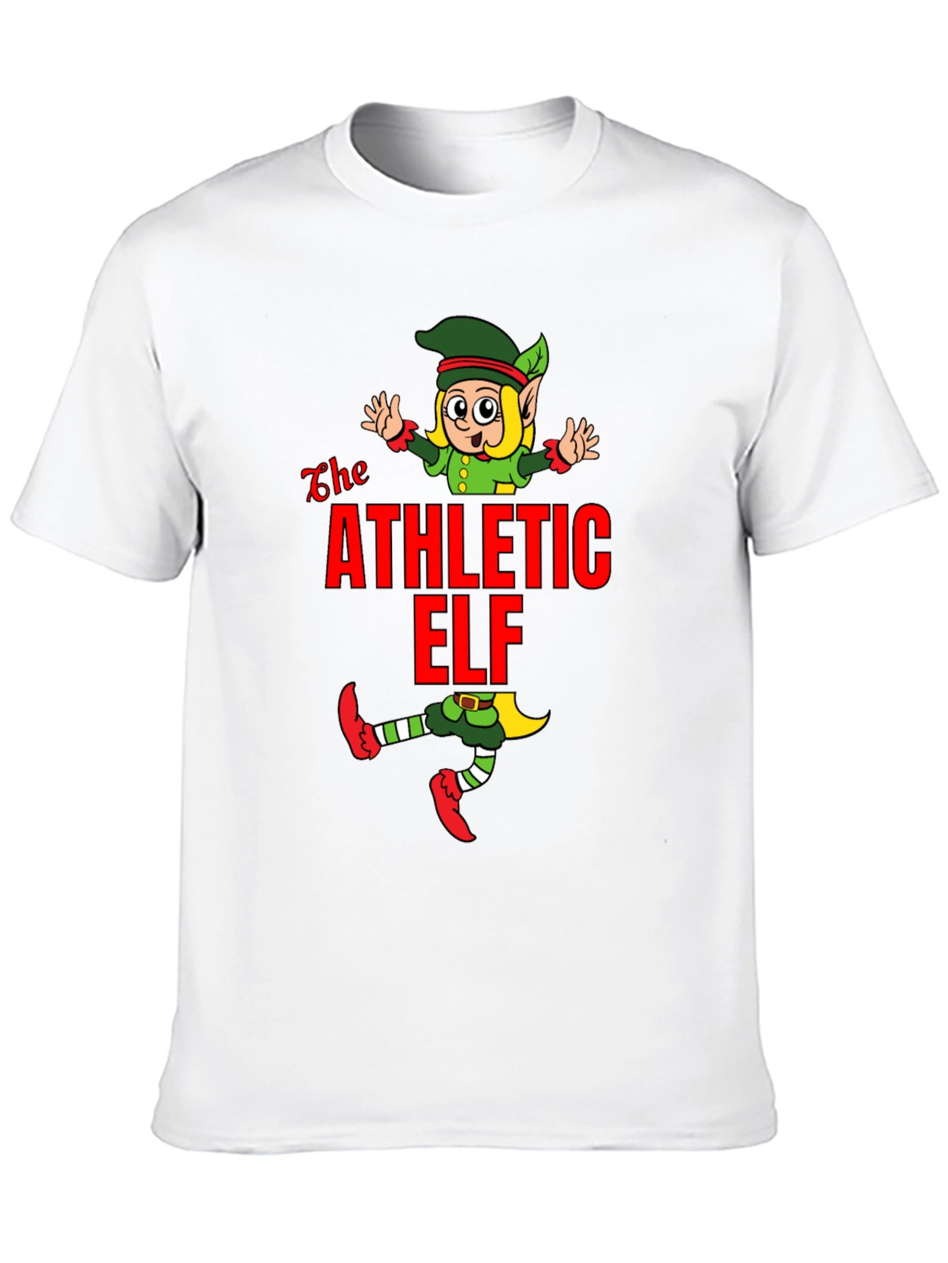 Athletic Elf Graphic Tee - Black Cotton T-Shirt