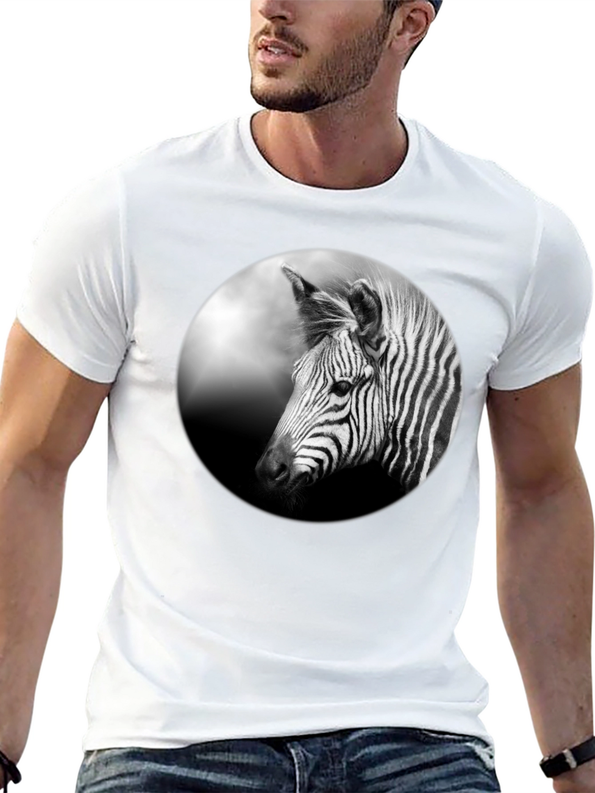 Black Zebra Portrait Graphic Tee