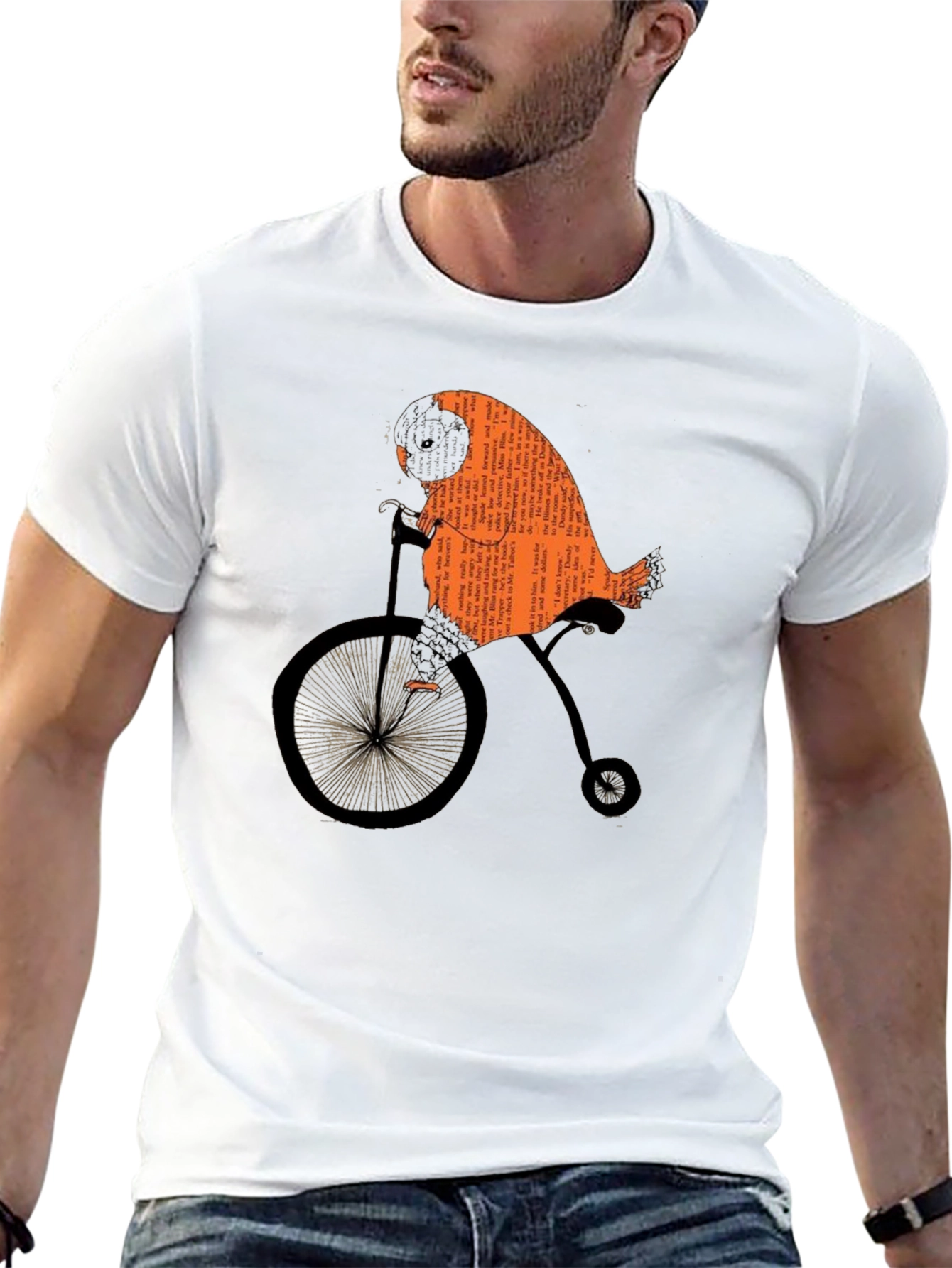 Whimsical Owl on Bicycle T-Shirt