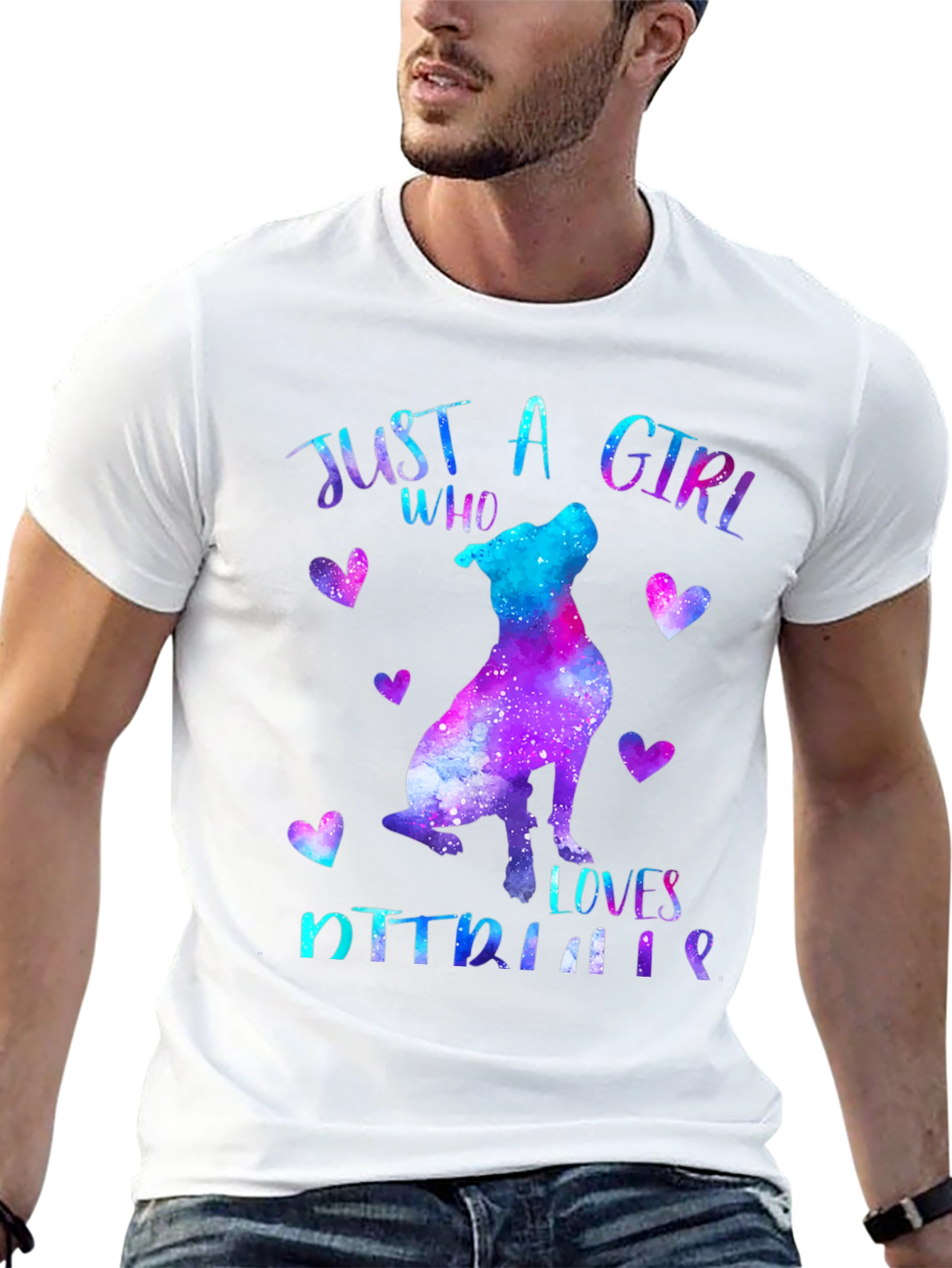 Just a Girl Who Loves Pitbulls Galaxy T-Shirt