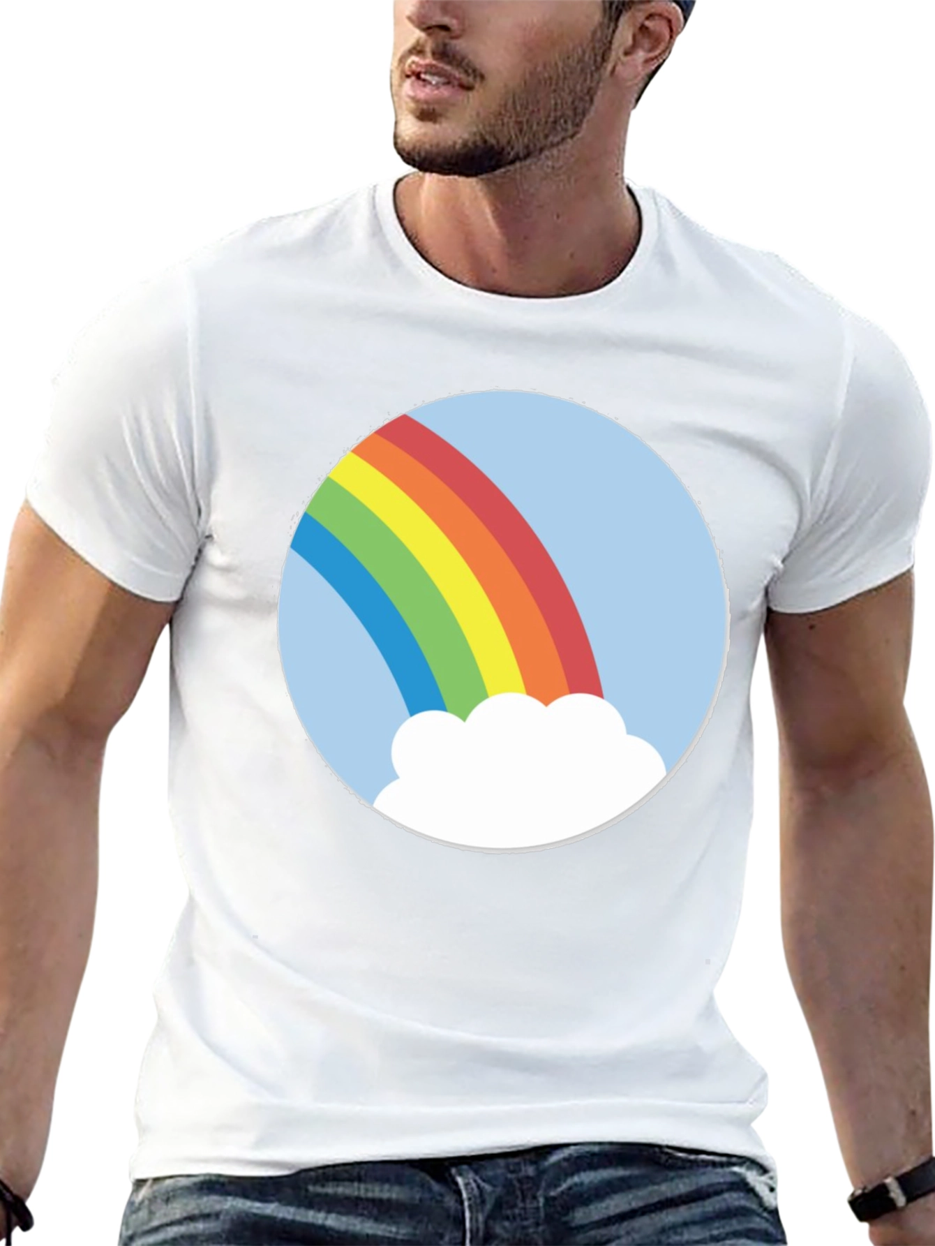 Rainbow Cloud Graphic Tee - Unisex Black T-Shirt