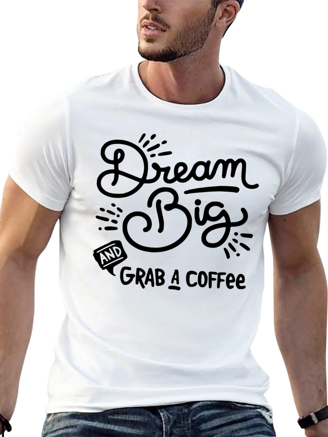 Dream Big Coffee Black Graphic T-Shirt