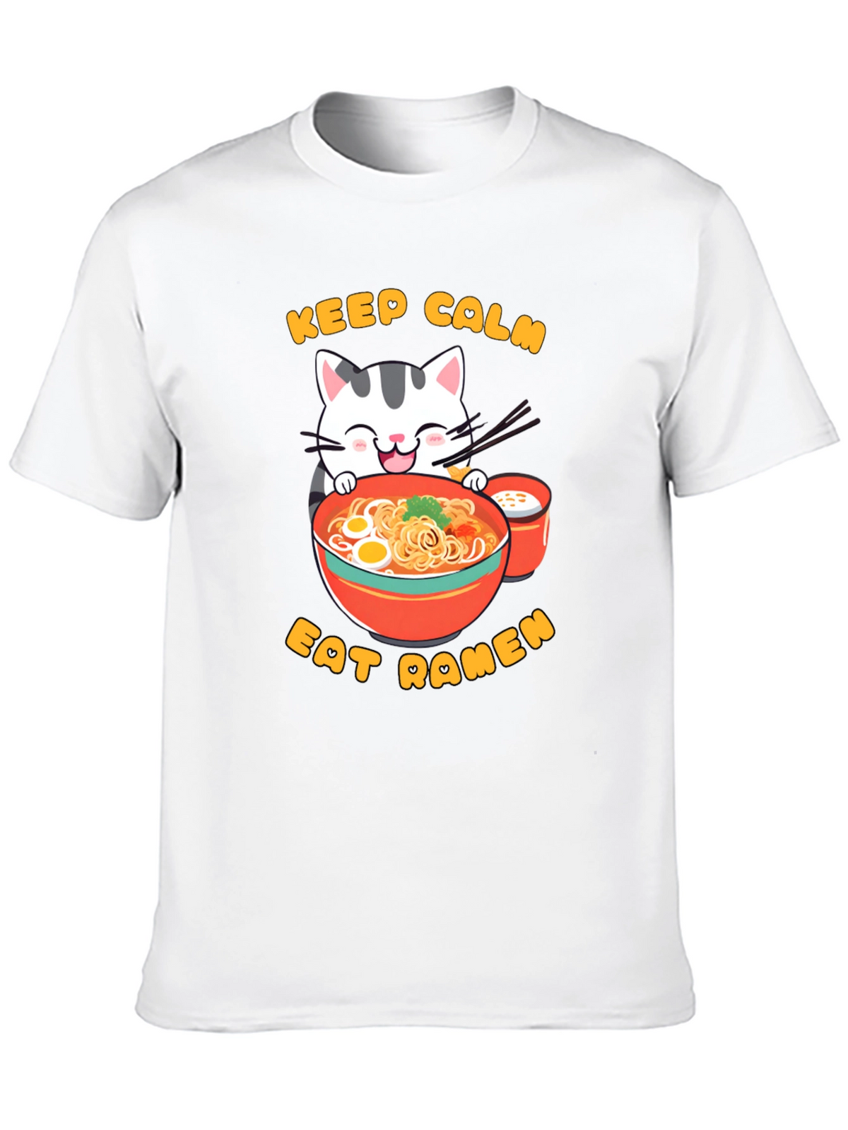 Keep Calm Eat Ramen Cat Graphic T-Shirt
