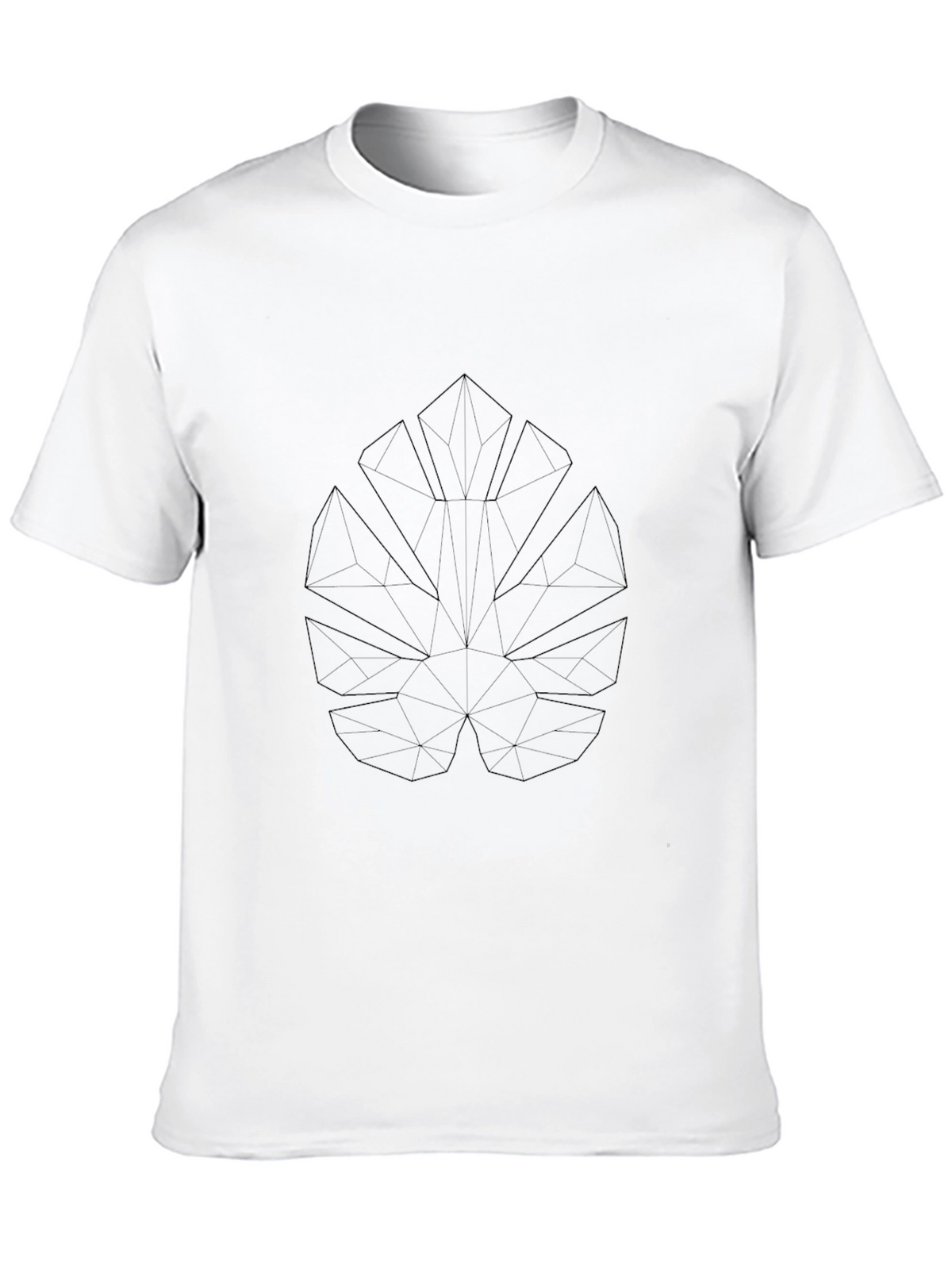 Modern Geometric Leaf Tee - Black