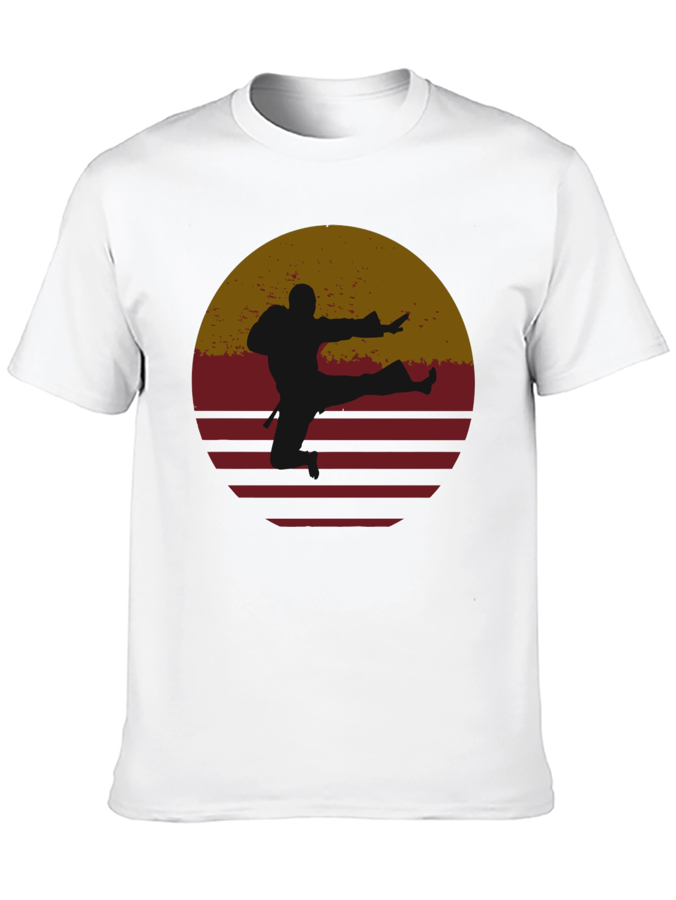 Retro Karate Sunset Graphic Tee - Black