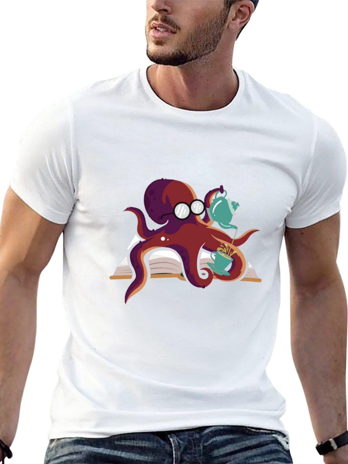 Bookish Octopus T-Shirt - Tea Time!