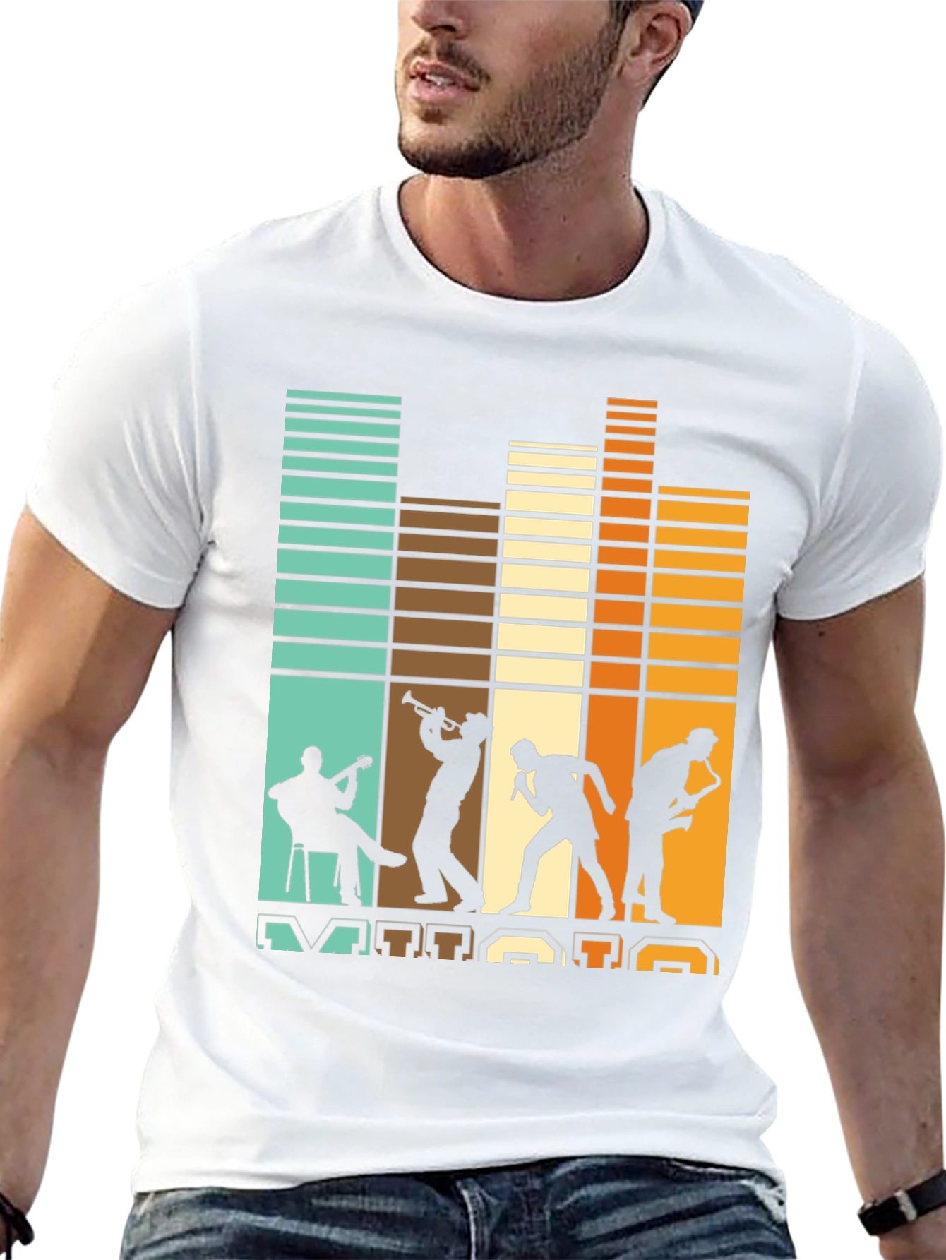 Retro Jazz Band Silhouette Graphic Tee
