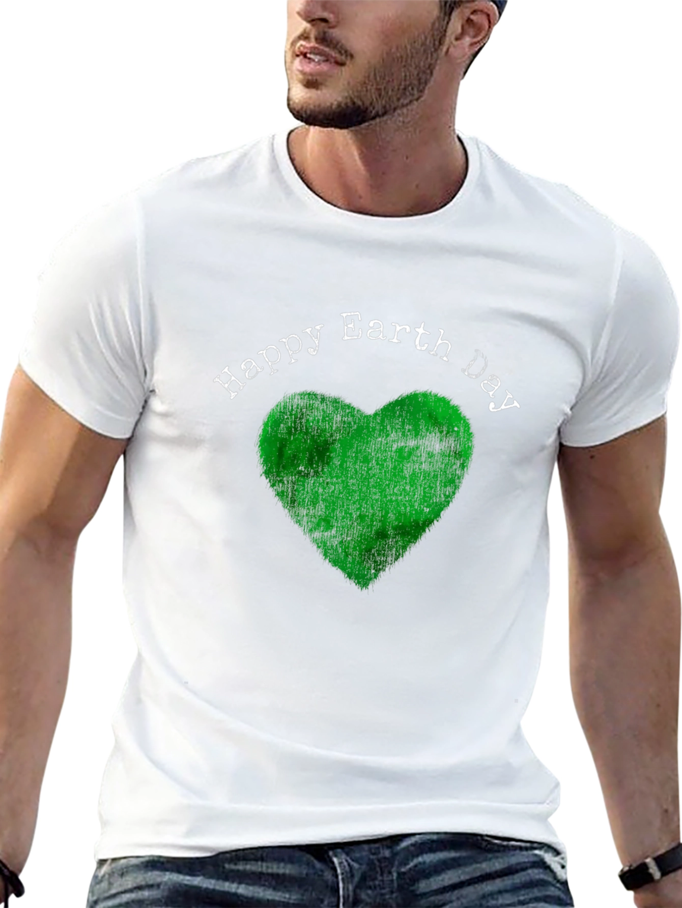 Happy Earth Day T-Shirt - Green Heart Design
